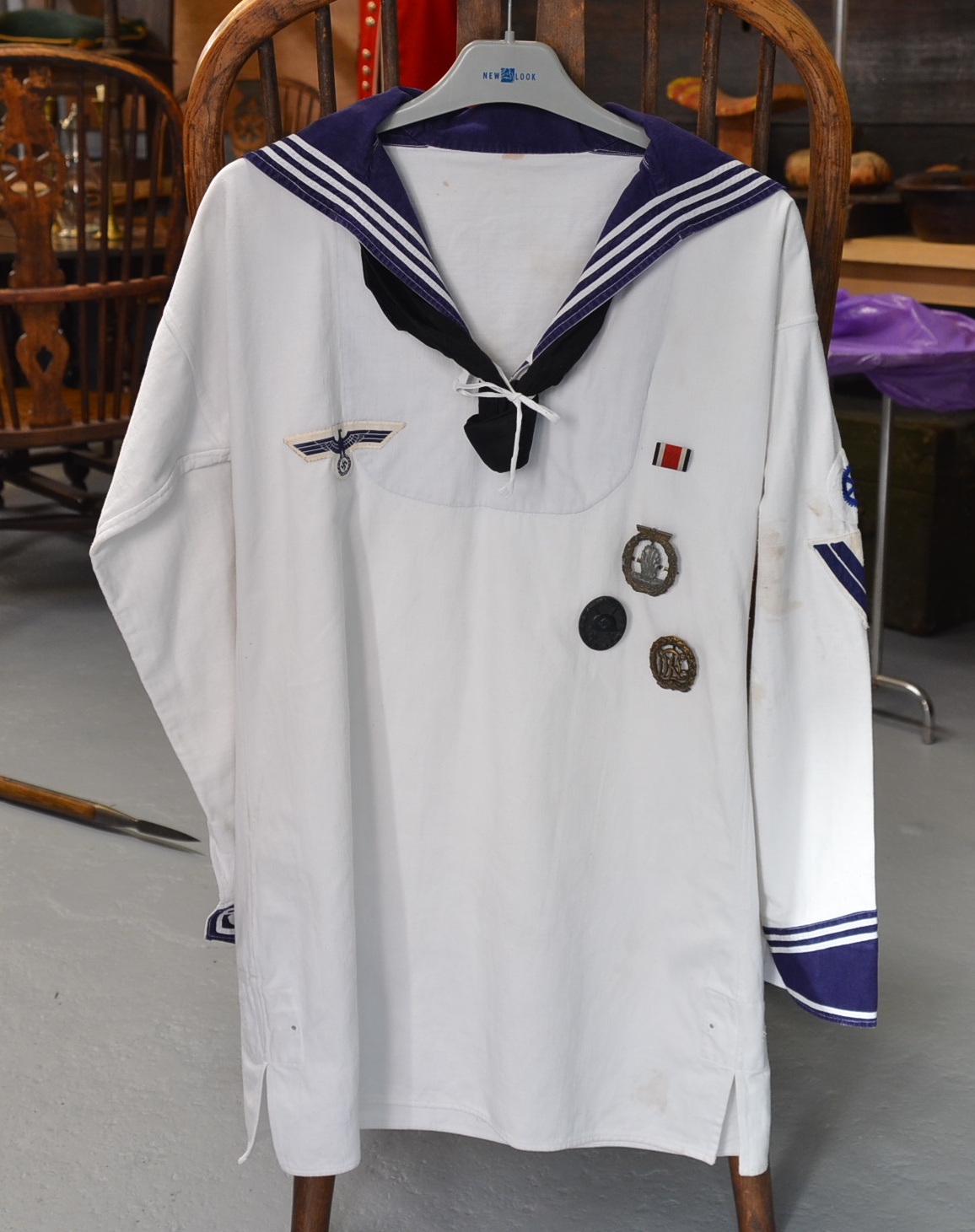 Genuine WW2 Kriegsmarine Sailor White Shirt and Medals