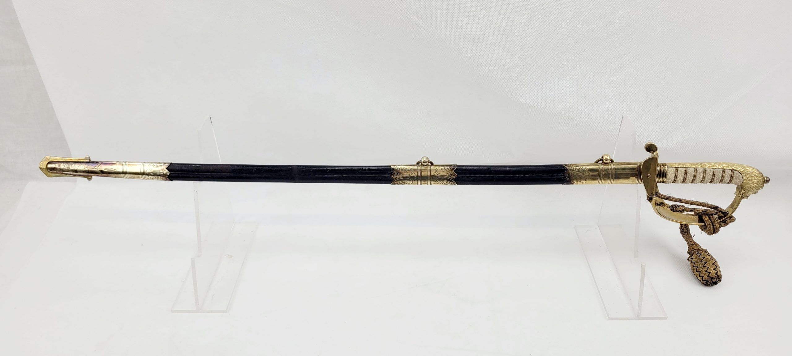 Excellent KGV Royal Navy 1827 Pattern Officers Sword, Sword Knot, Scabbard And Sword Bag - Image 3