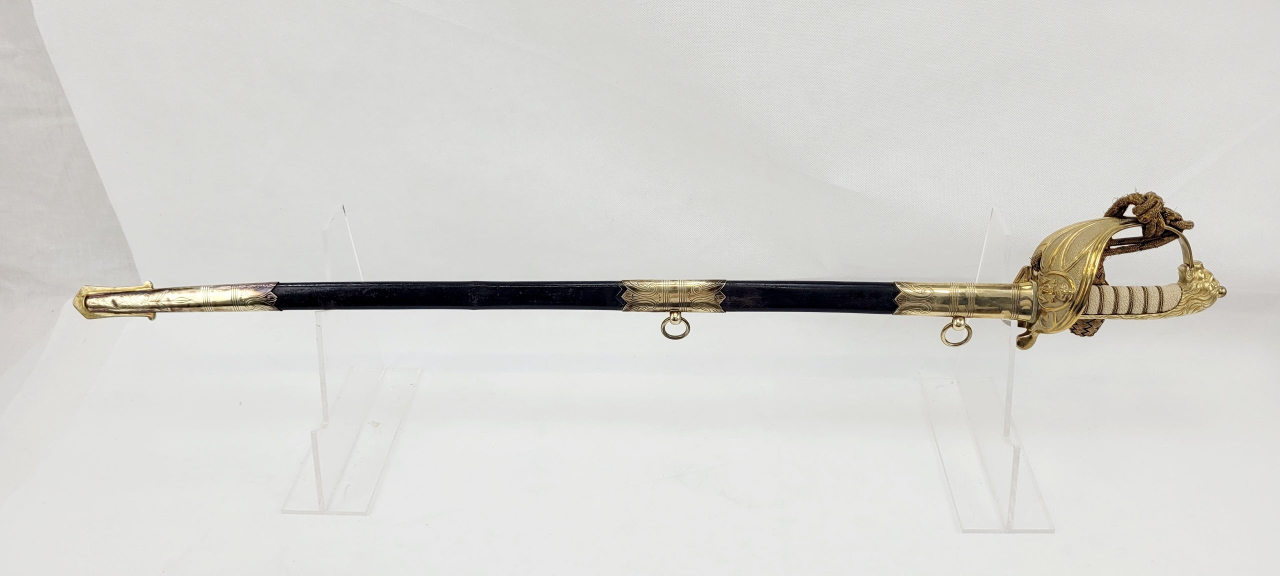 Excellent KGV Royal Navy 1827 Pattern Officers Sword, Sword Knot, Scabbard And Sword Bag - Image 2