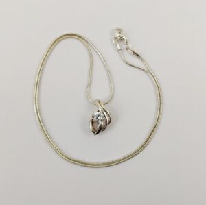 Sterling Silver Cubic Zirconia Pendant Necklace 18 Inches