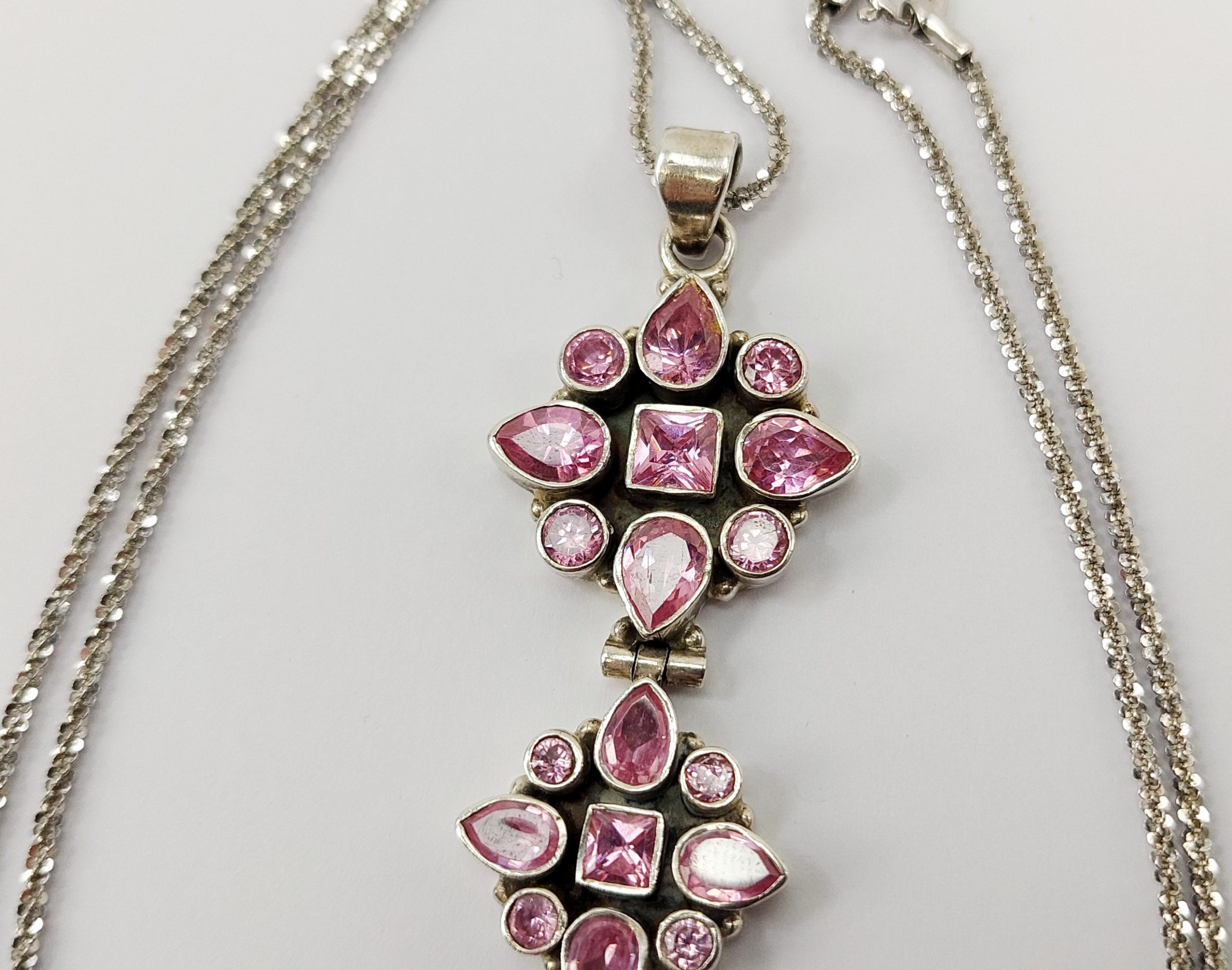 Sterling Silver Articulated Pendant Chain Necklace 24 Inches - Image 2