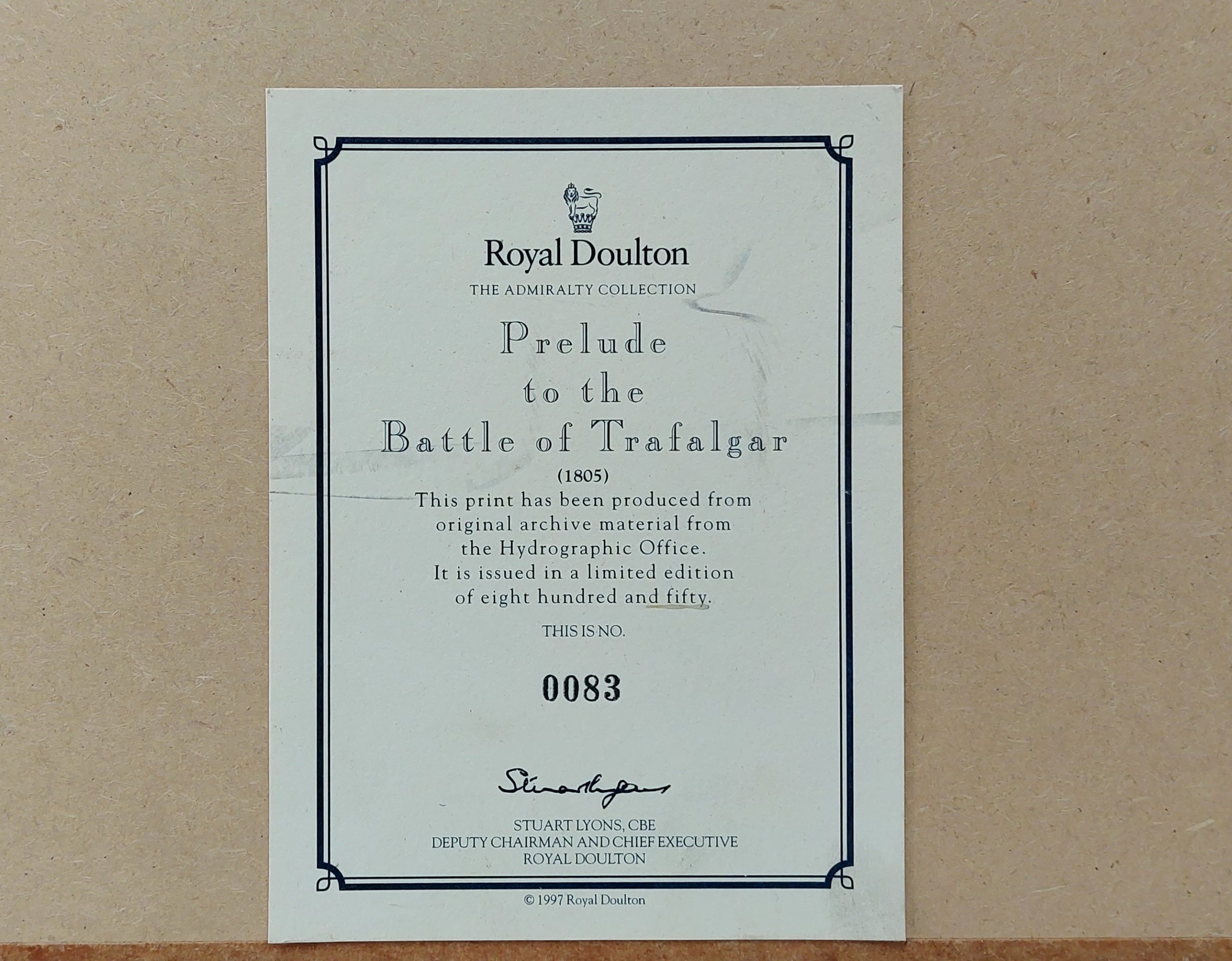 Royal Doulton Admiralty Collection Prelude To The Battle Of Trafalgar 1805 Limited Edition Print - Image 2