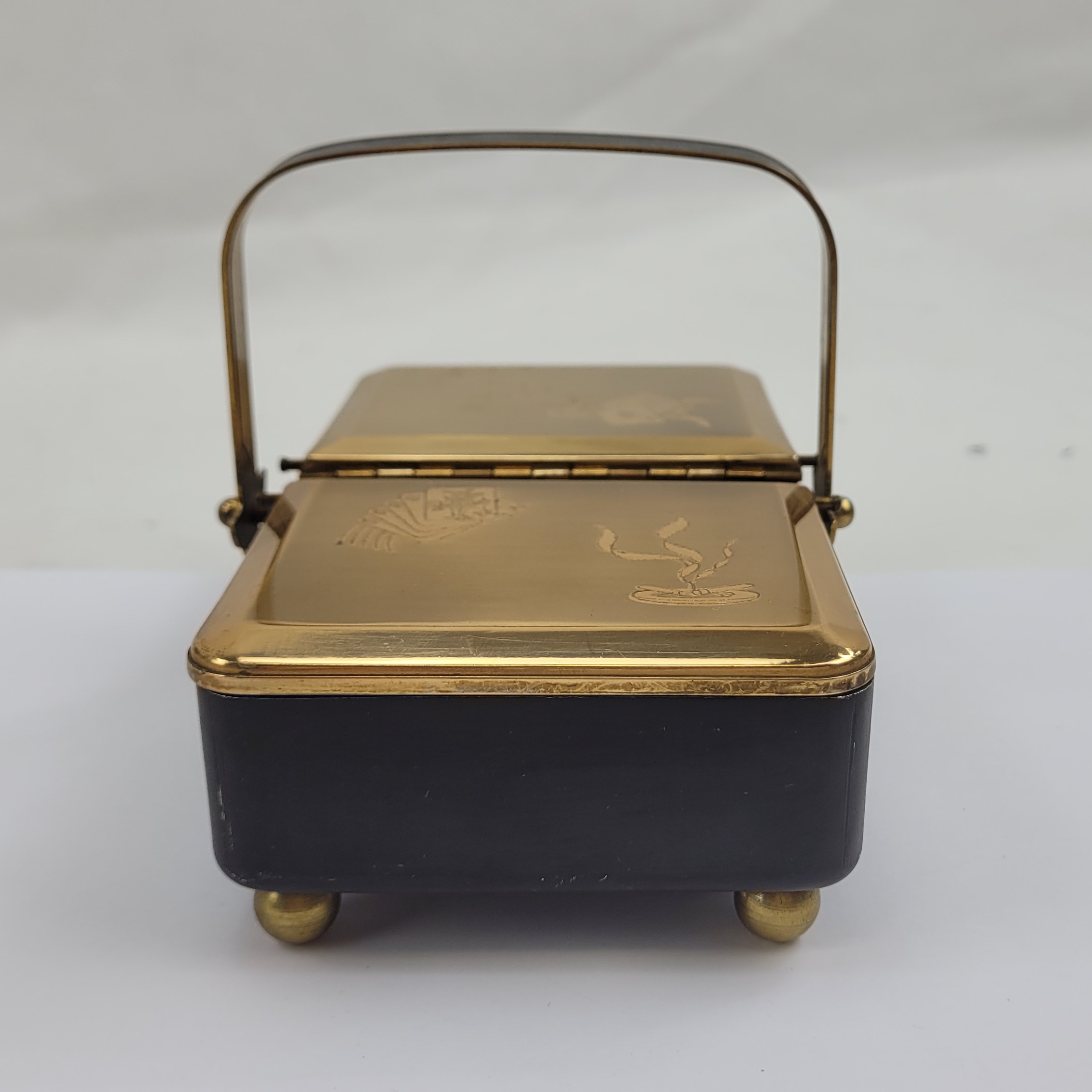 1950s Gilt Brass Double Playing Card Case - Image 3