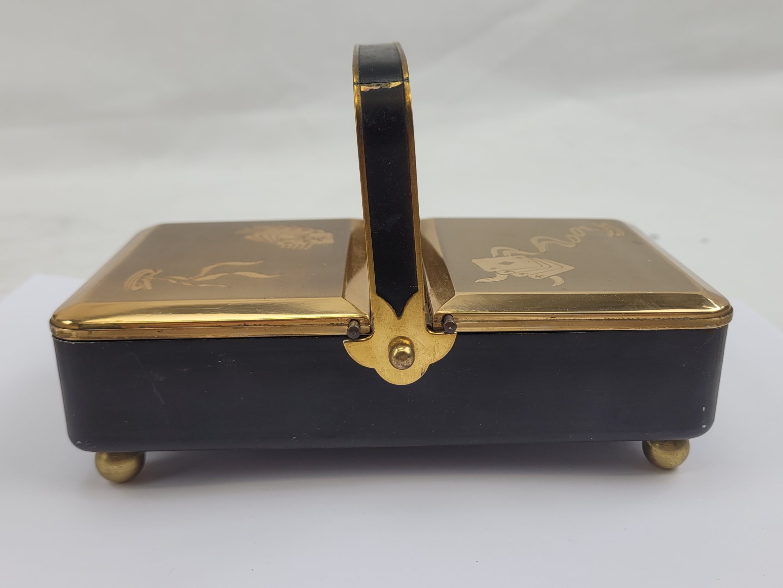 1950s Gilt Brass Double Playing Card Case - Image 2