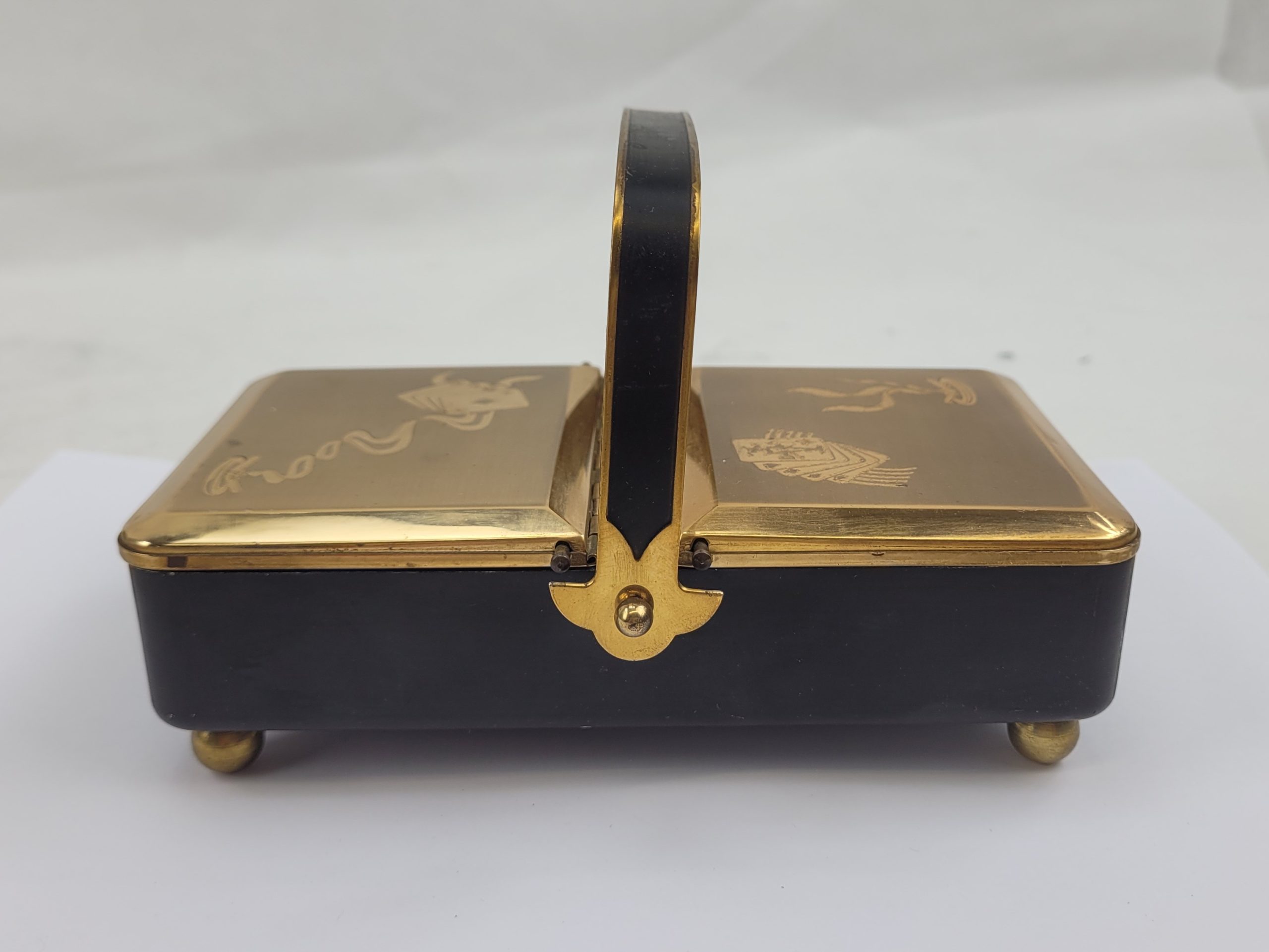 1950s Gilt Brass Double Playing Card Case