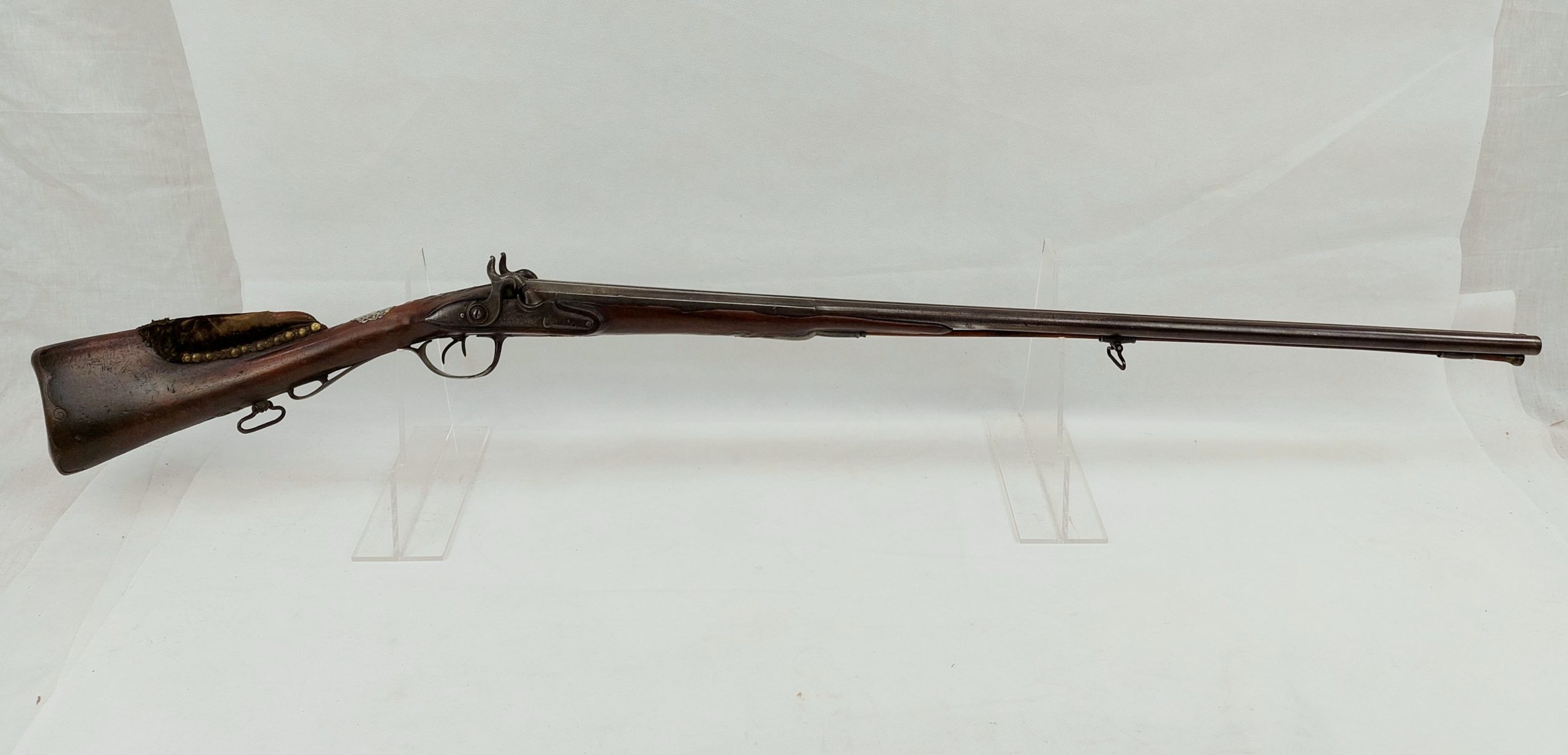 Fine Circa 1750 French Long Gun Muzzle Loader Double Barrel Shotgun Converted To Percussion