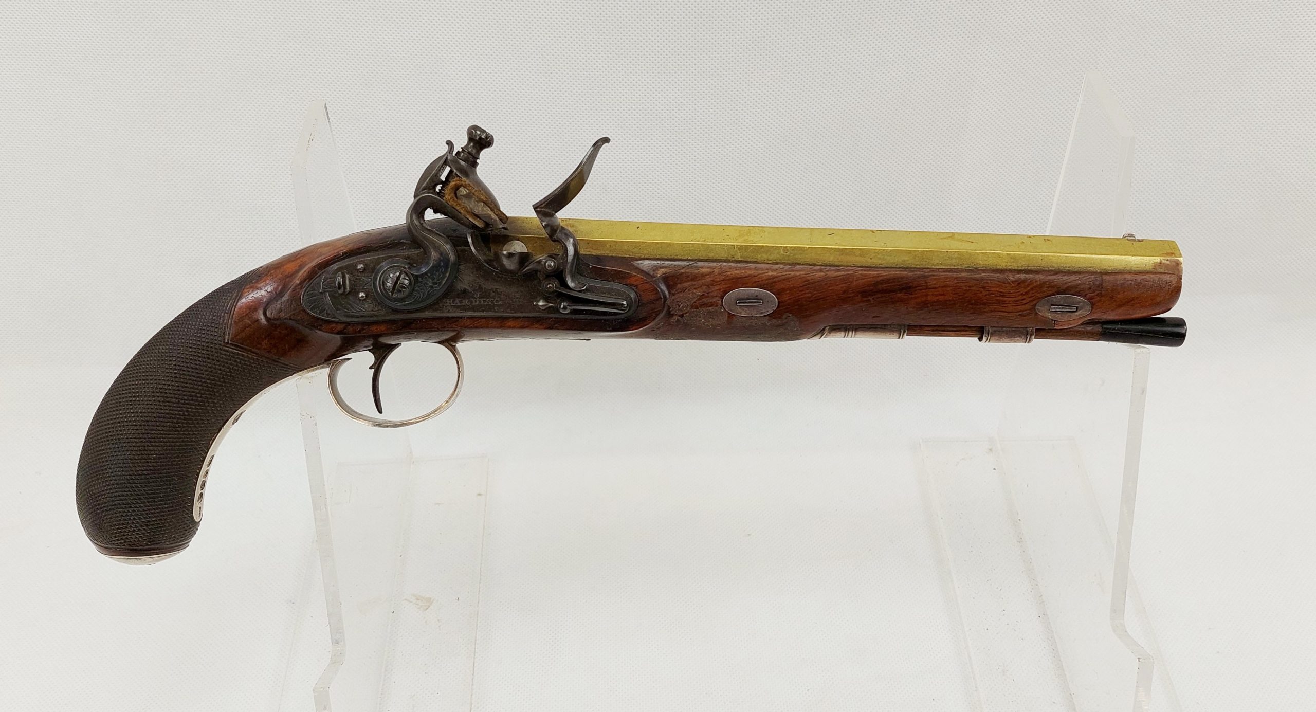 Circa 1778 Brass Barrelled Flintlock Pistol Owned By Admiral Foley Hero Of The Battle Of The Nile By J Harding Of London