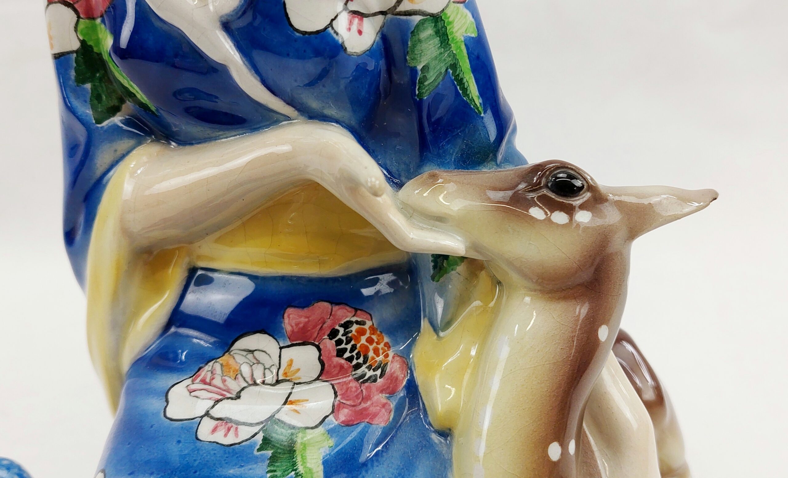 Circa 1928 Goldscheider Art Deco Figure Of A Japanese Lady With Attendant Fawn - Image 8