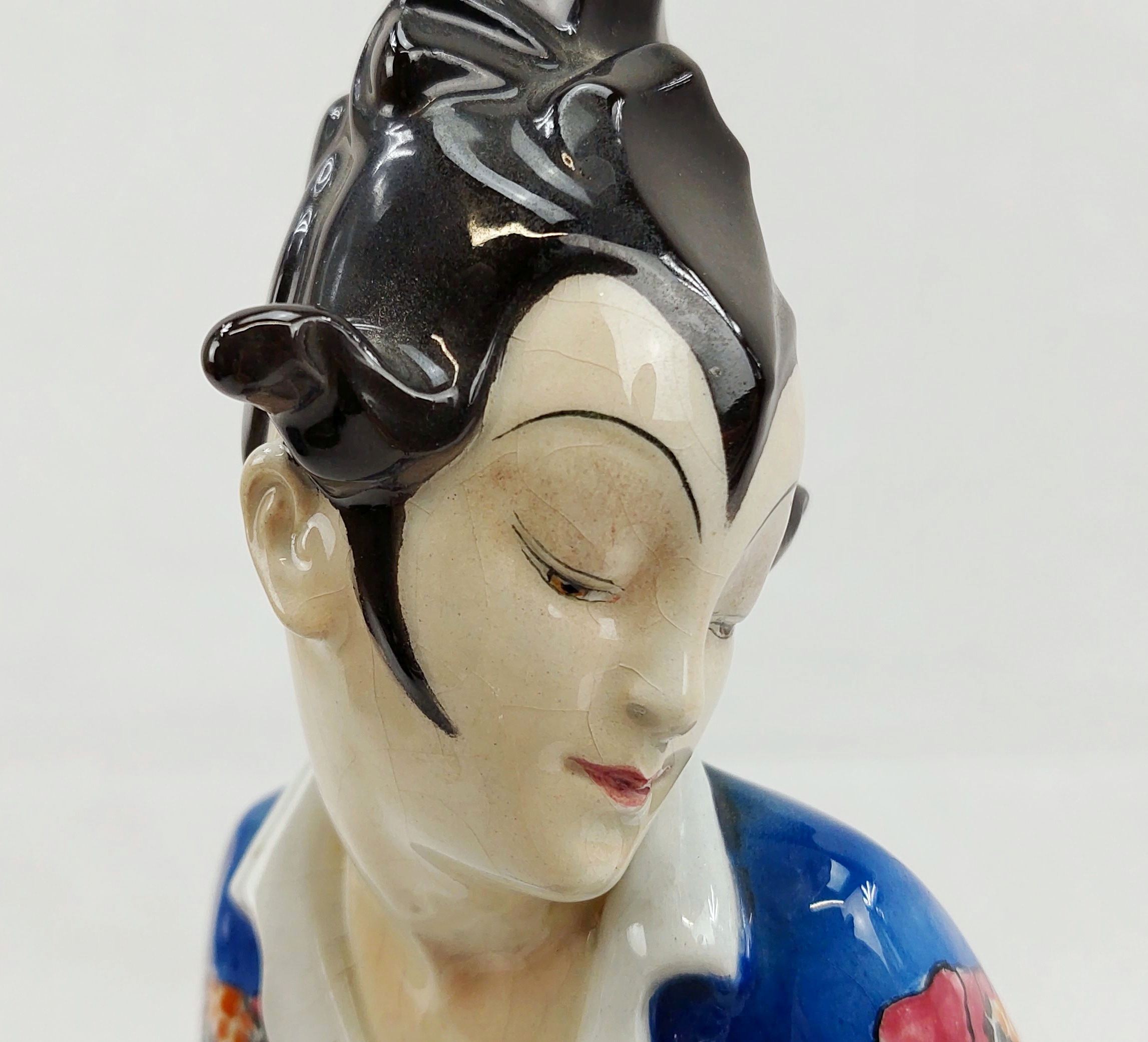 Circa 1928 Goldscheider Art Deco Figure Of A Japanese Lady With Attendant Fawn - Image 7