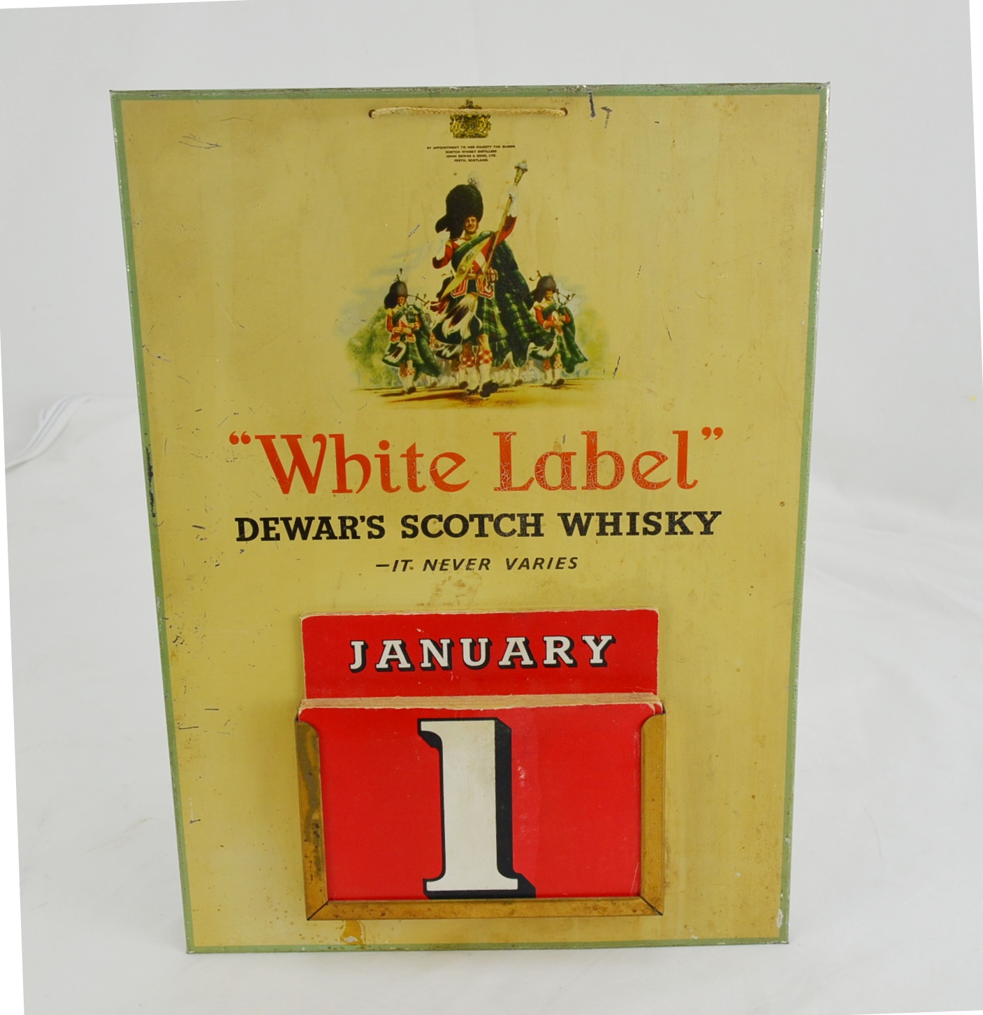 Vintage Dewars ‘White Label’ Scotch Whisky Tin Calendar