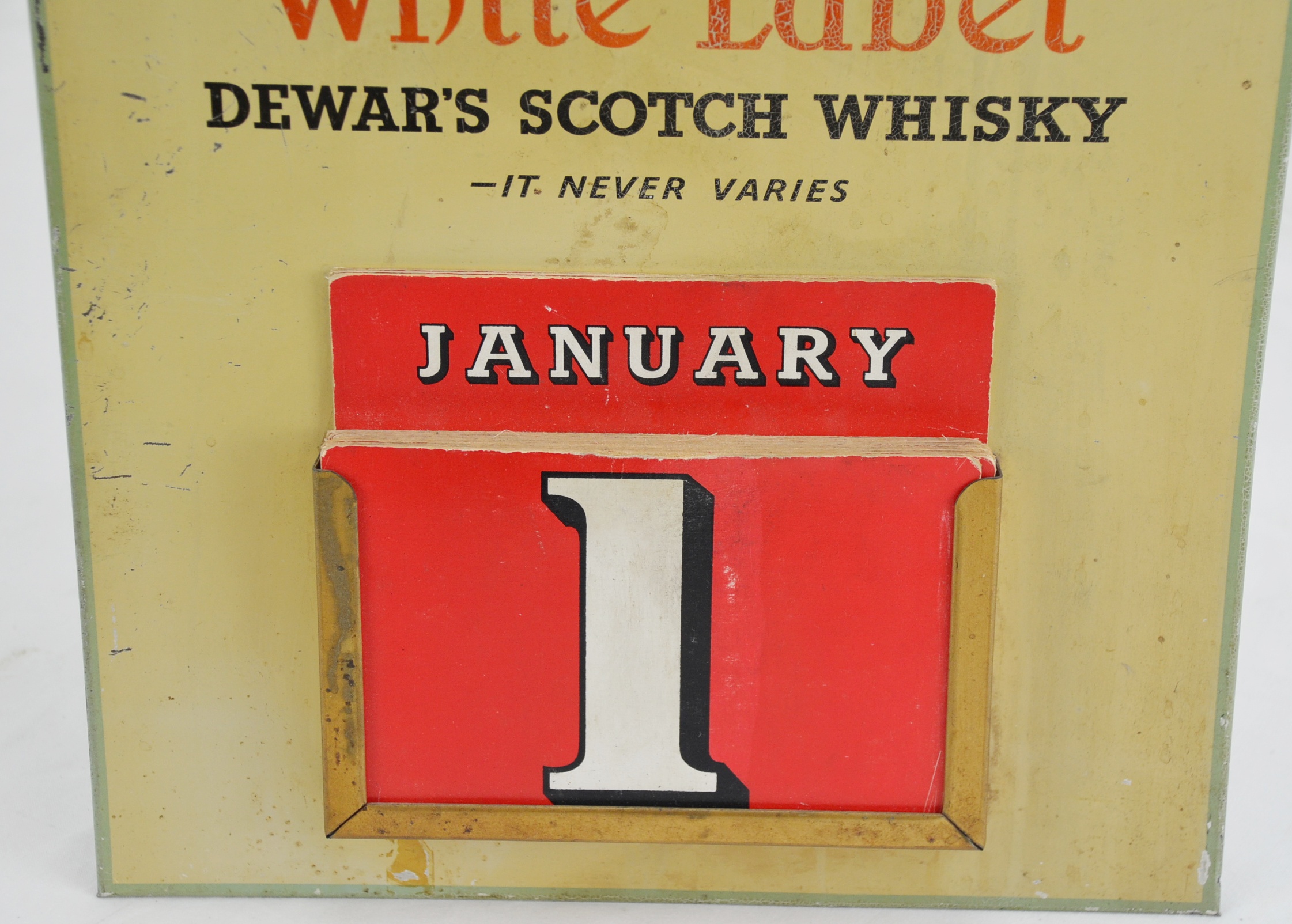 Vintage Dewars ‘White Label’ Scotch Whisky Tin Calendar - Image 4