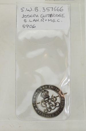 WW1 British Silver War Wound Badge service number 357666