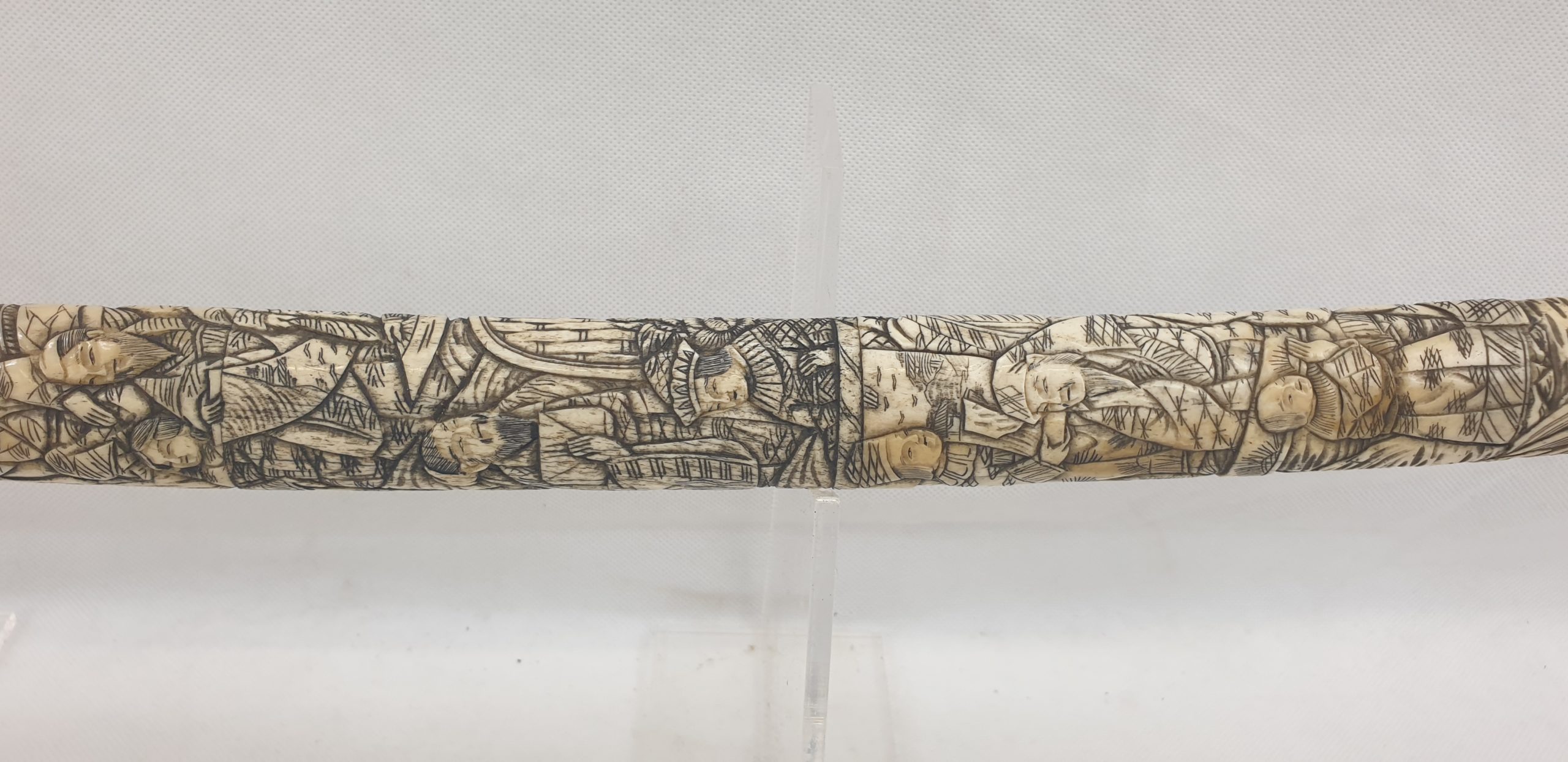 Japanese Signed Wakizashi Sword with Carved Bone Fittings - Image 11