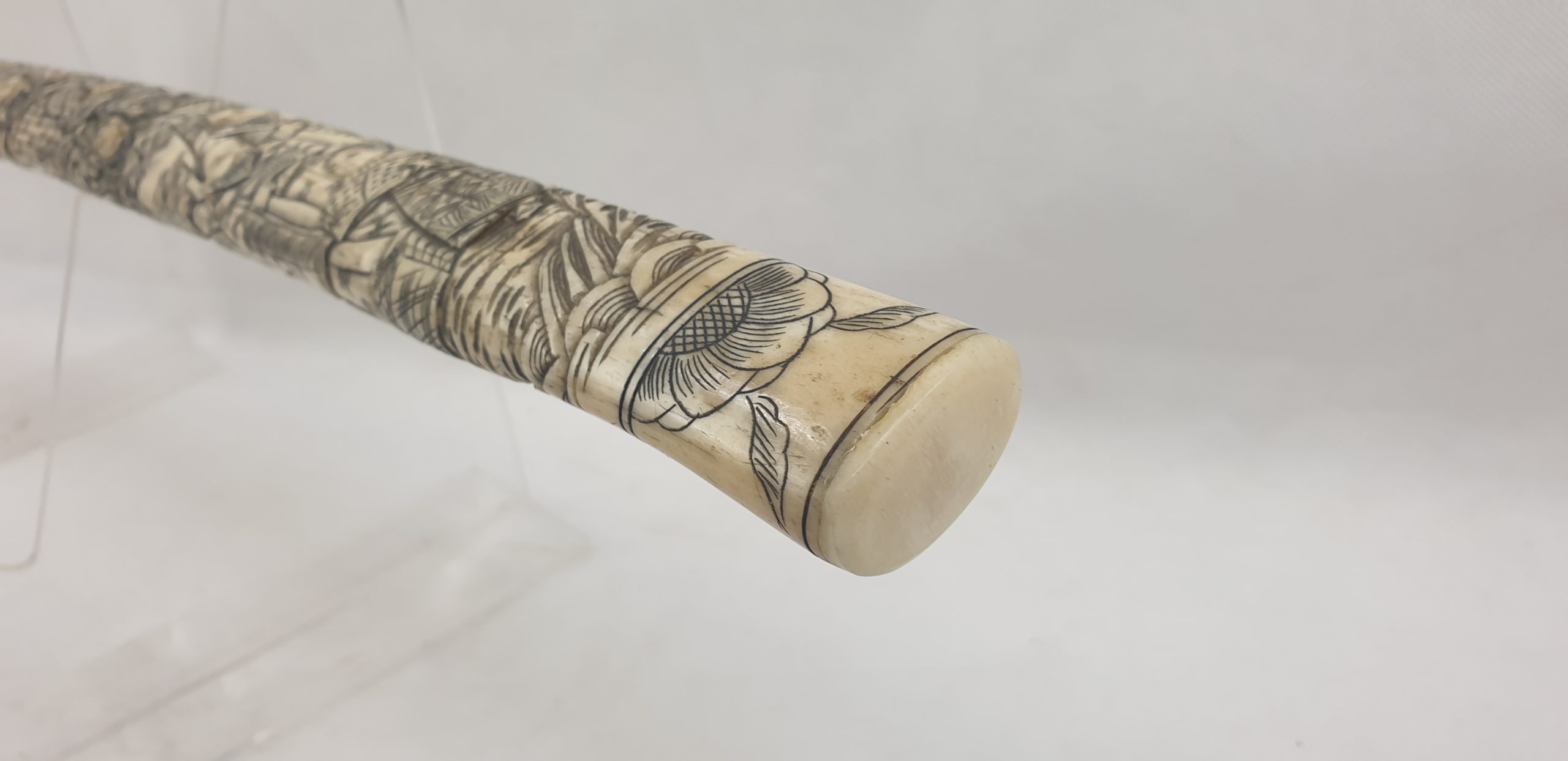 Japanese Signed Wakizashi Sword with Carved Bone Fittings - Image 14