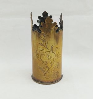 WW1 1888 Dated Trench Art Shell Case With Blue Bells