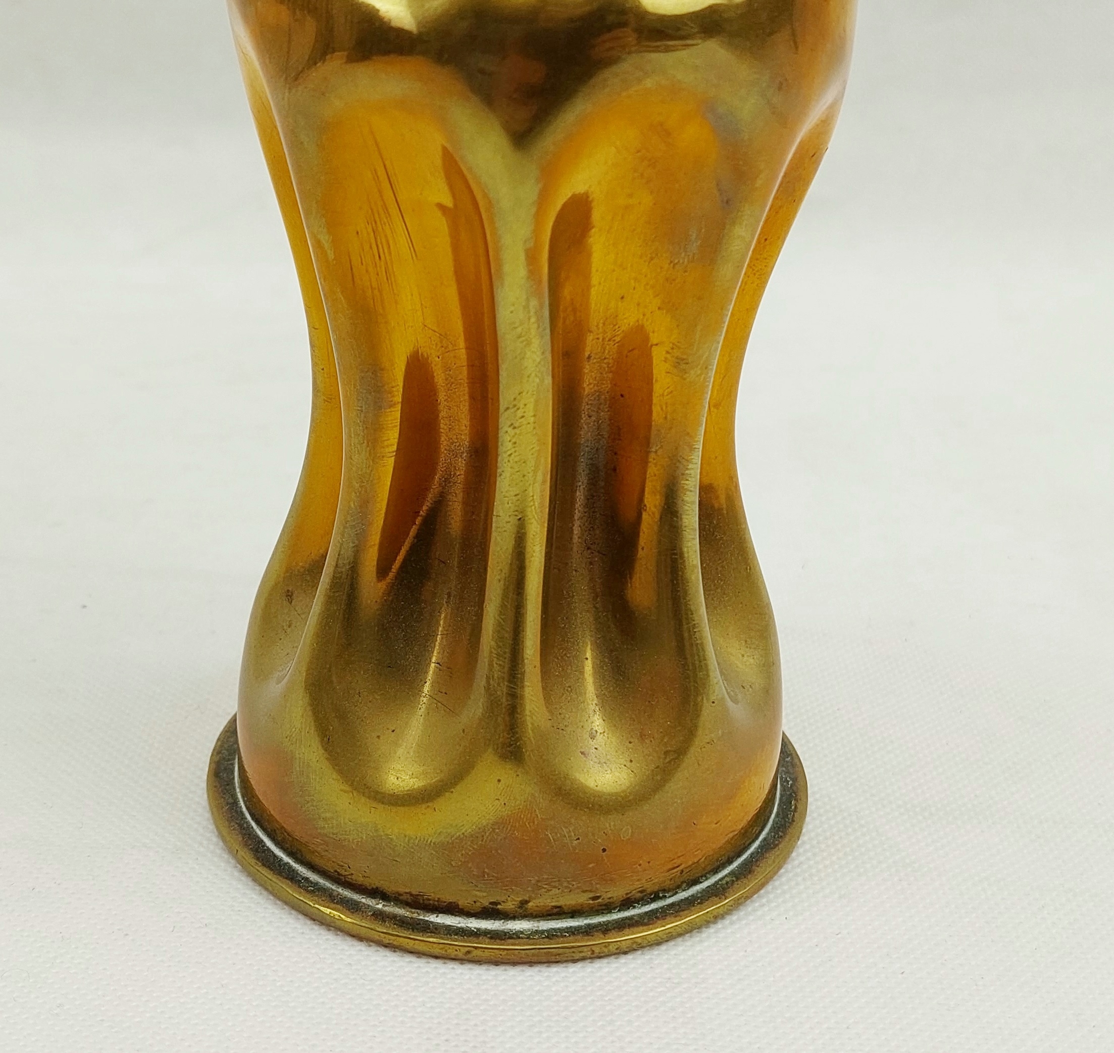 WW1 1915 Trench Art Pinched Base Shell Case Embossed With A Rose Branch* - Image 2