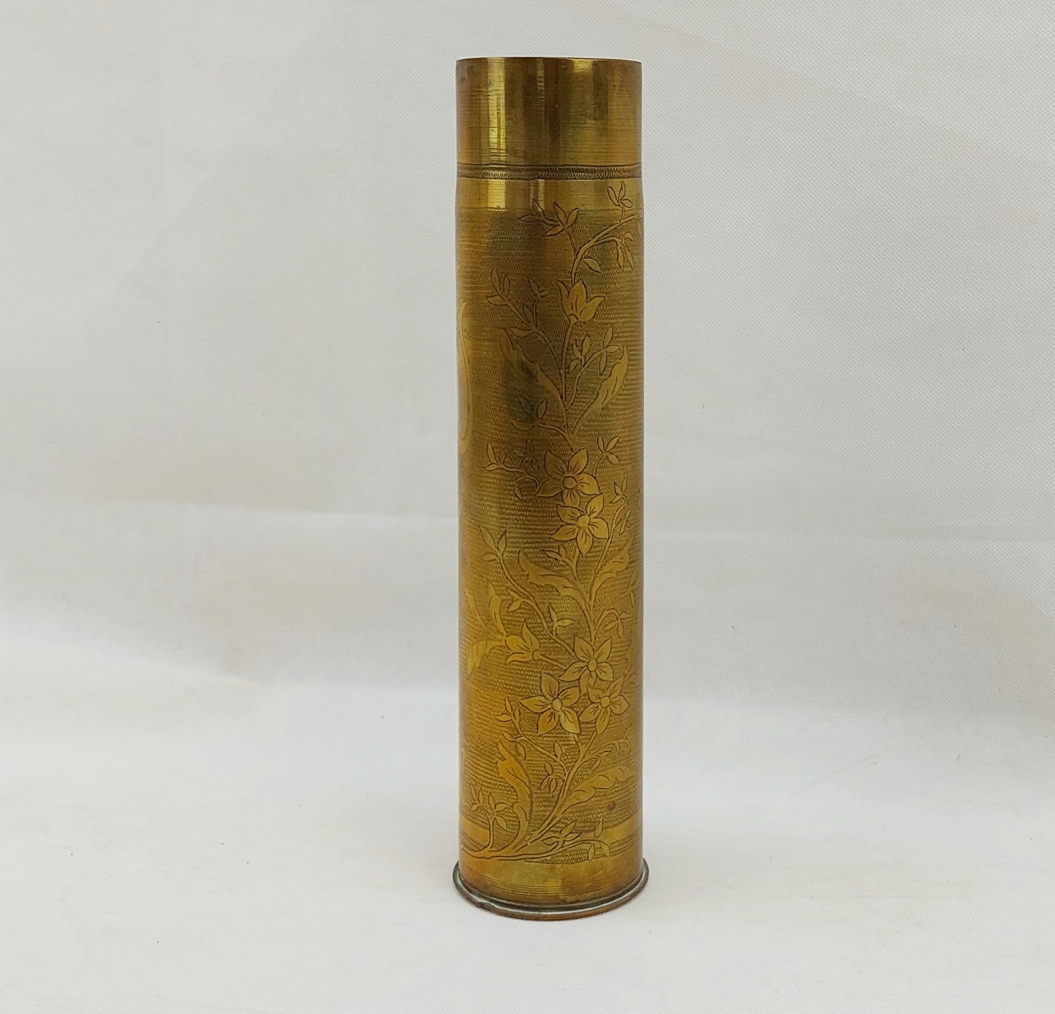 WW1 75mm Trench Art Shell Case Embossed With A Floral Spray*