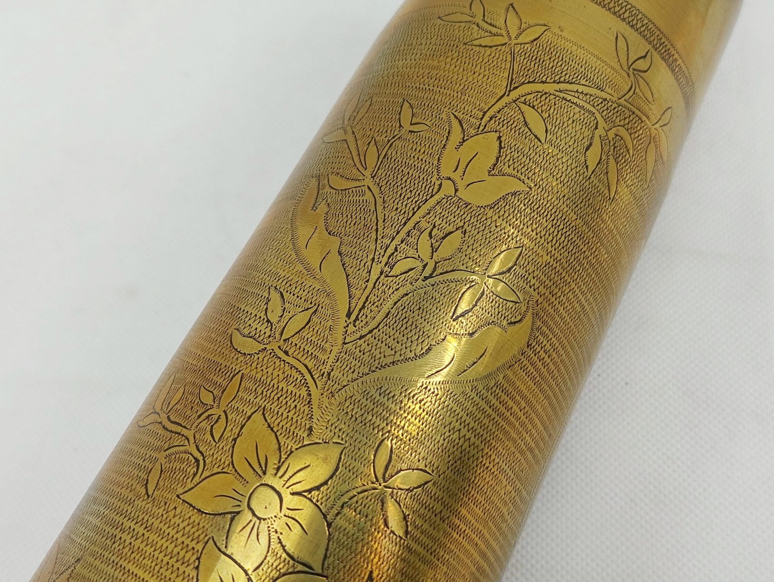 WW1 75mm Trench Art Shell Case Embossed With A Floral Spray* - Image 9
