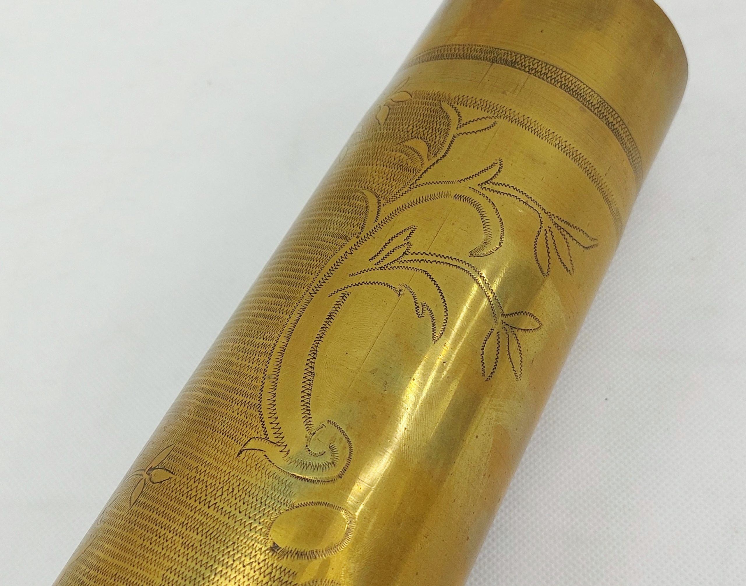 WW1 75mm Trench Art Shell Case Embossed With A Floral Spray* - Image 7