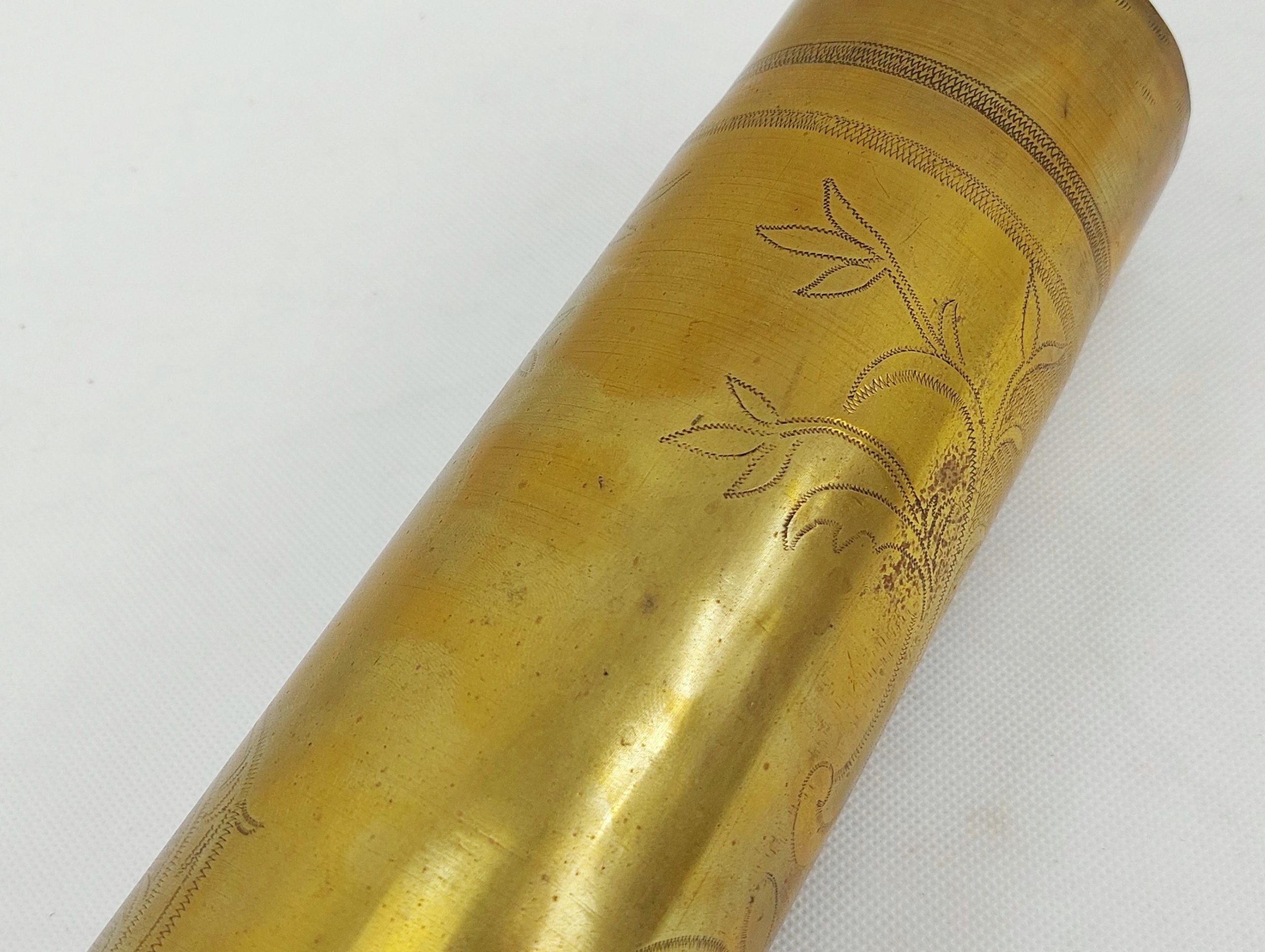 WW1 75mm Trench Art Shell Case Embossed With A Floral Spray* - Image 6