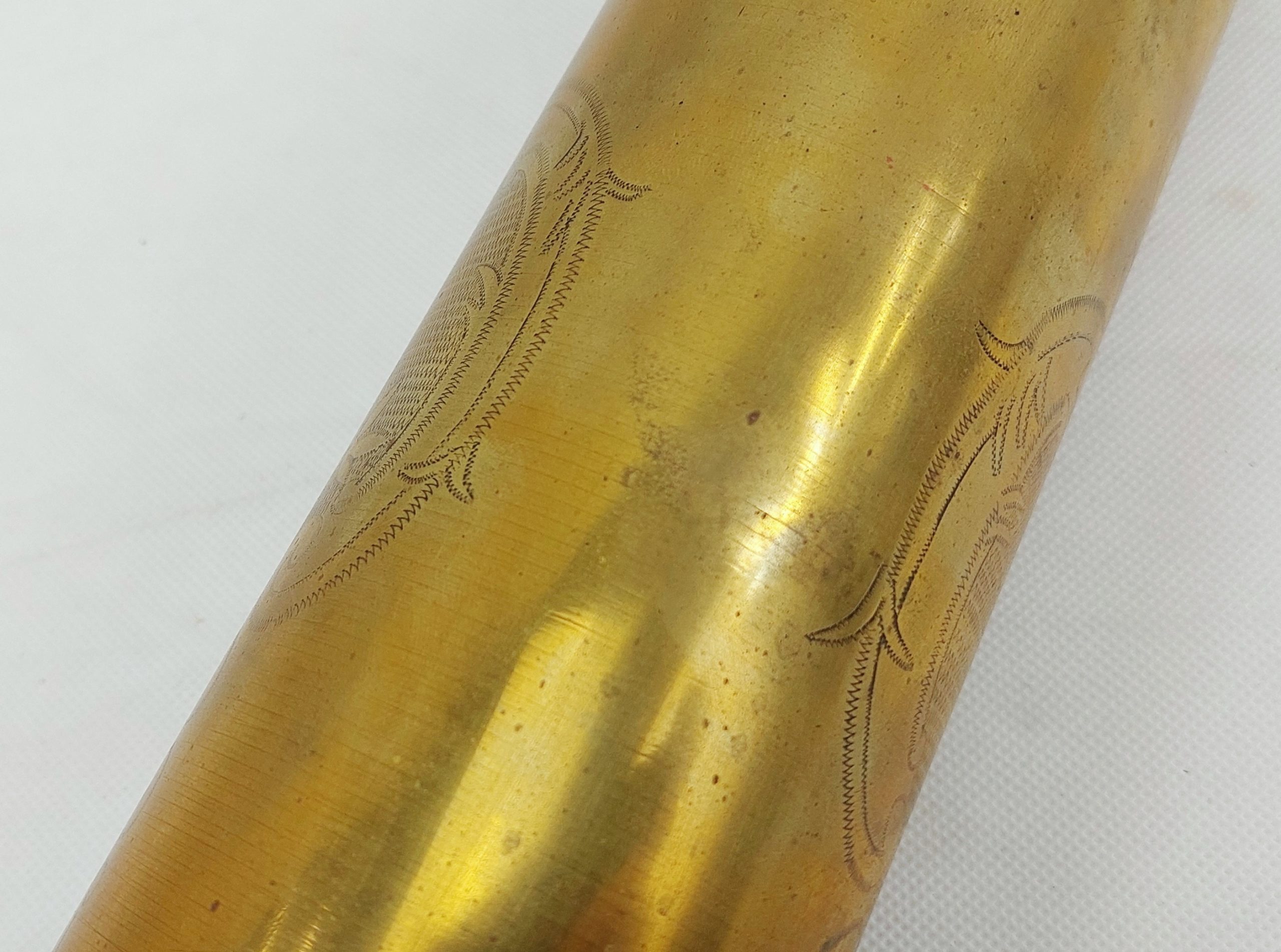 WW1 75mm Trench Art Shell Case Embossed With A Floral Spray* - Image 5