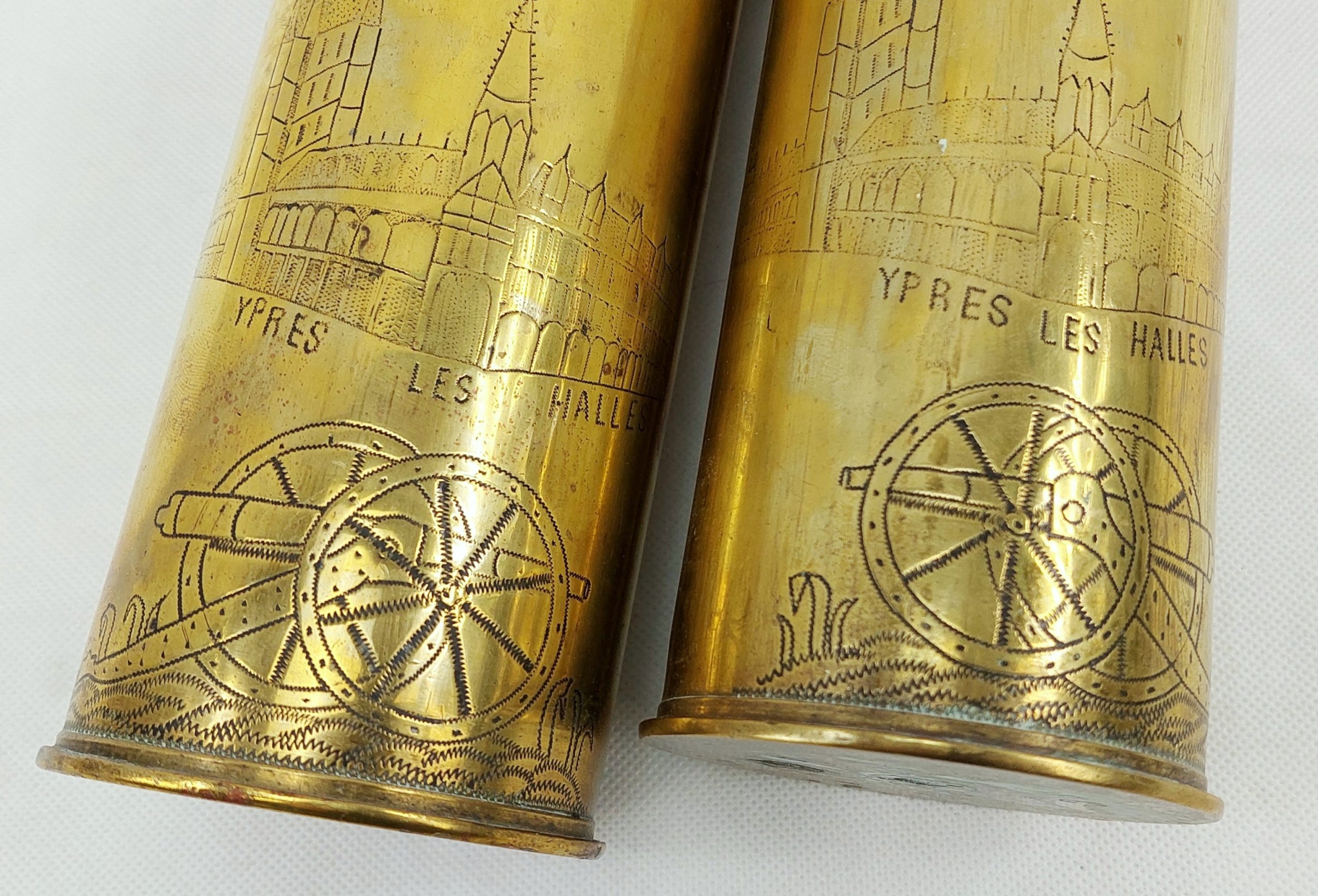 WW1 75mm Trench Art Ypres Shell Case Pair* - Image 2