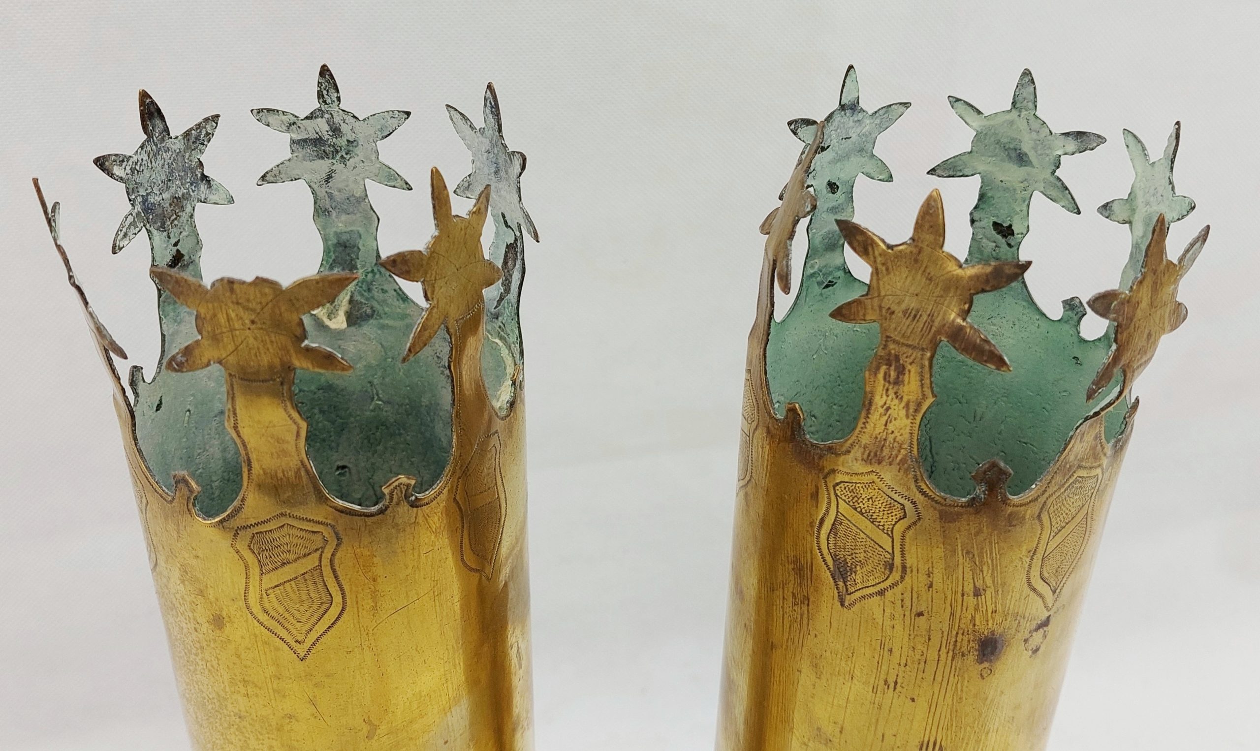 WW1 75mm Trench Art Ypres Shell Case Pair* - Image 8
