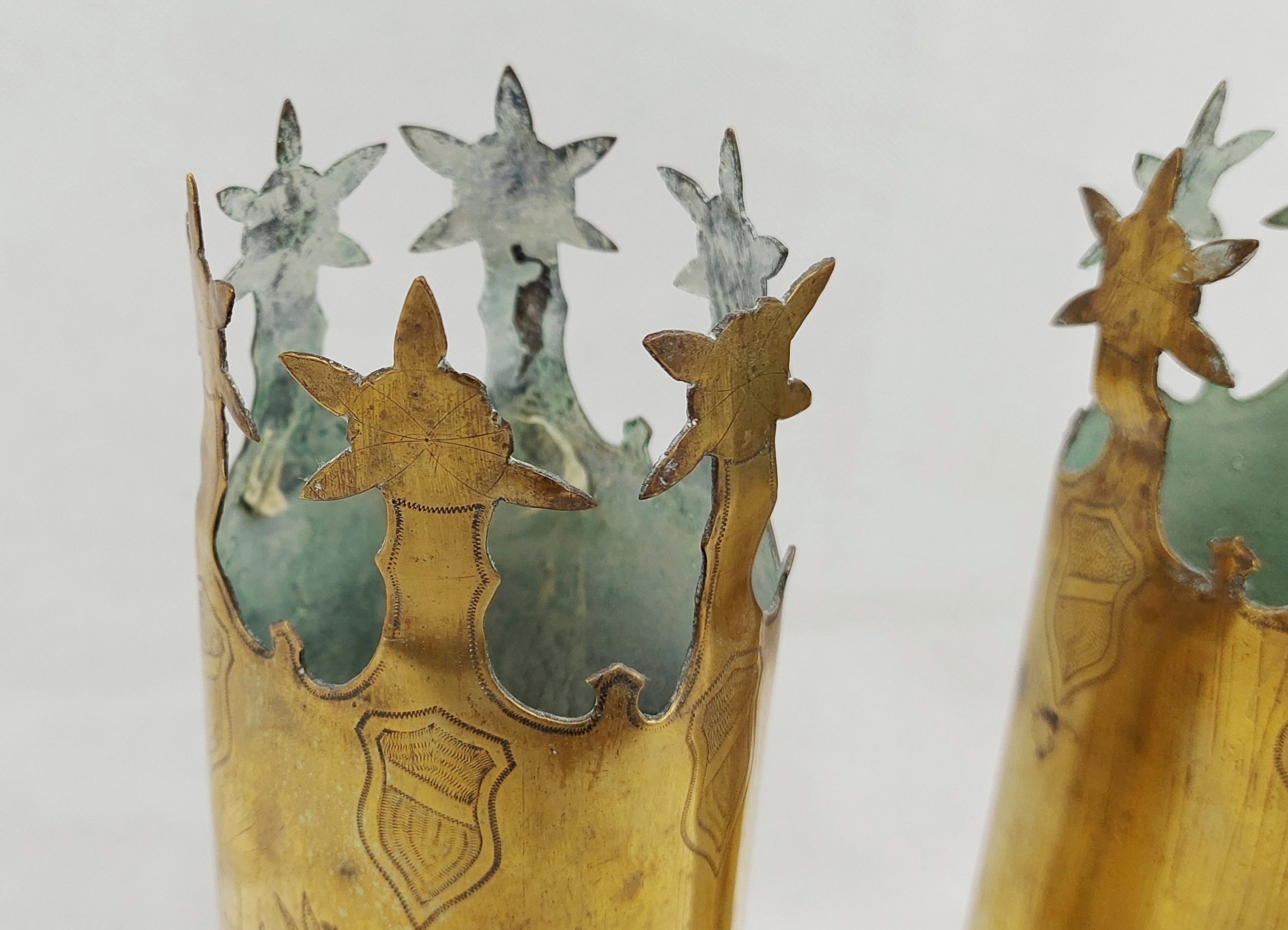 WW1 75mm Trench Art Ypres Shell Case Pair* - Image 6