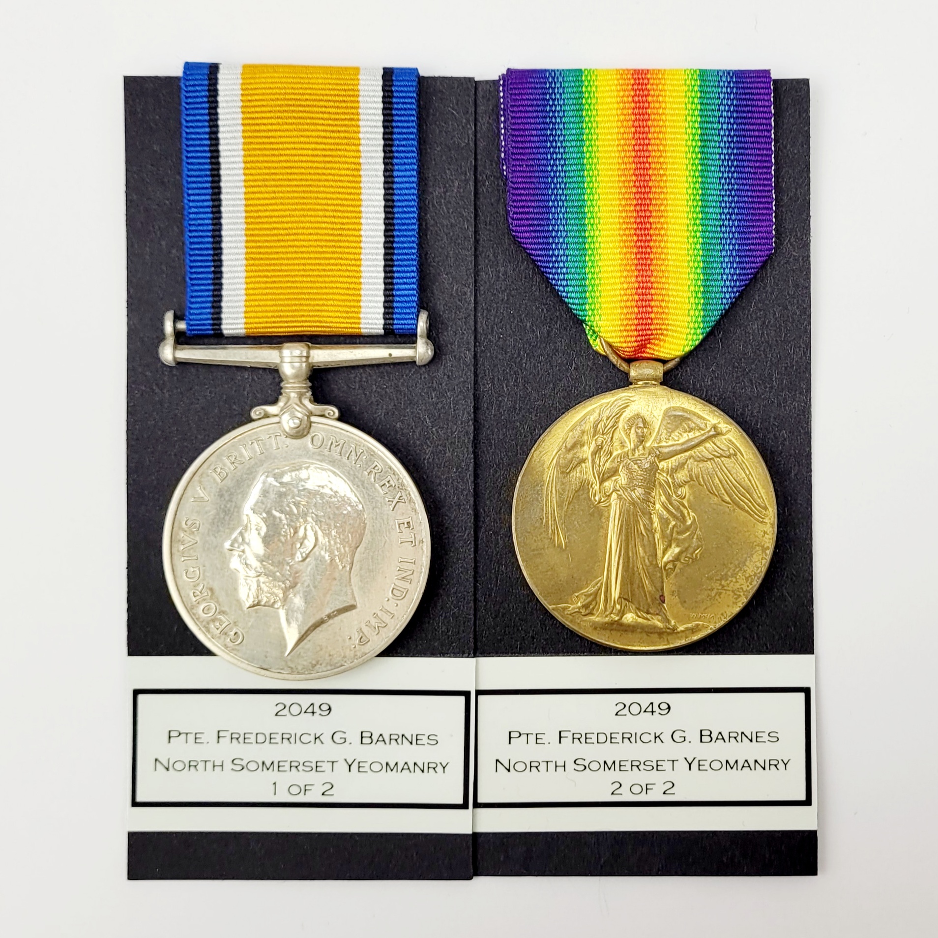 WW1 Medal Pair to 2049 Pte. Frederick G. Barnes of the North Somerset Yeomanry