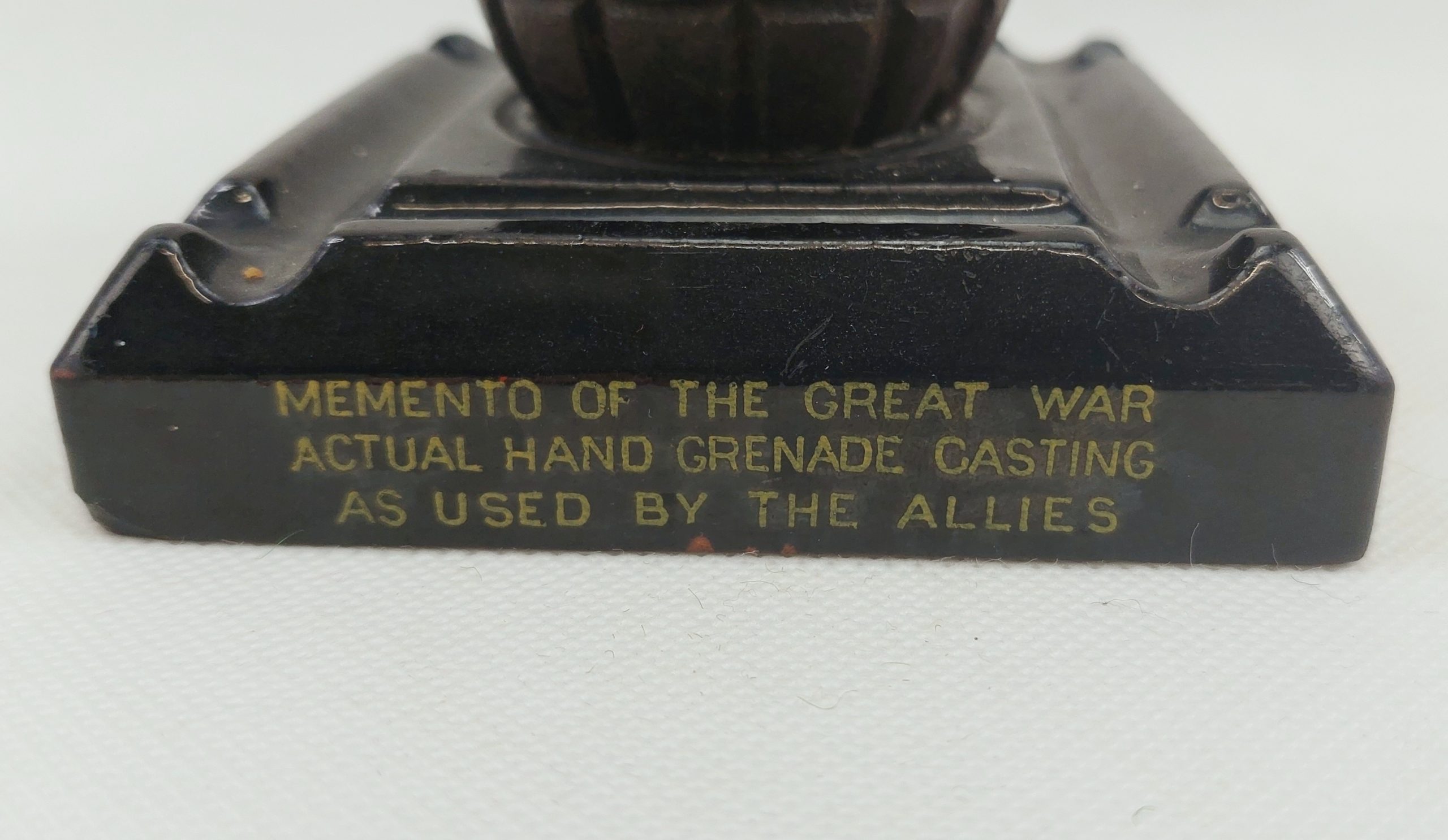 WW1 Trench Art Mills Bomb Converted To An Inkwell On A Ceramic Stand - Image 3