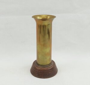 WW1 Trench Art Vase Shell Case On Bakelite Stand With Flared Lip