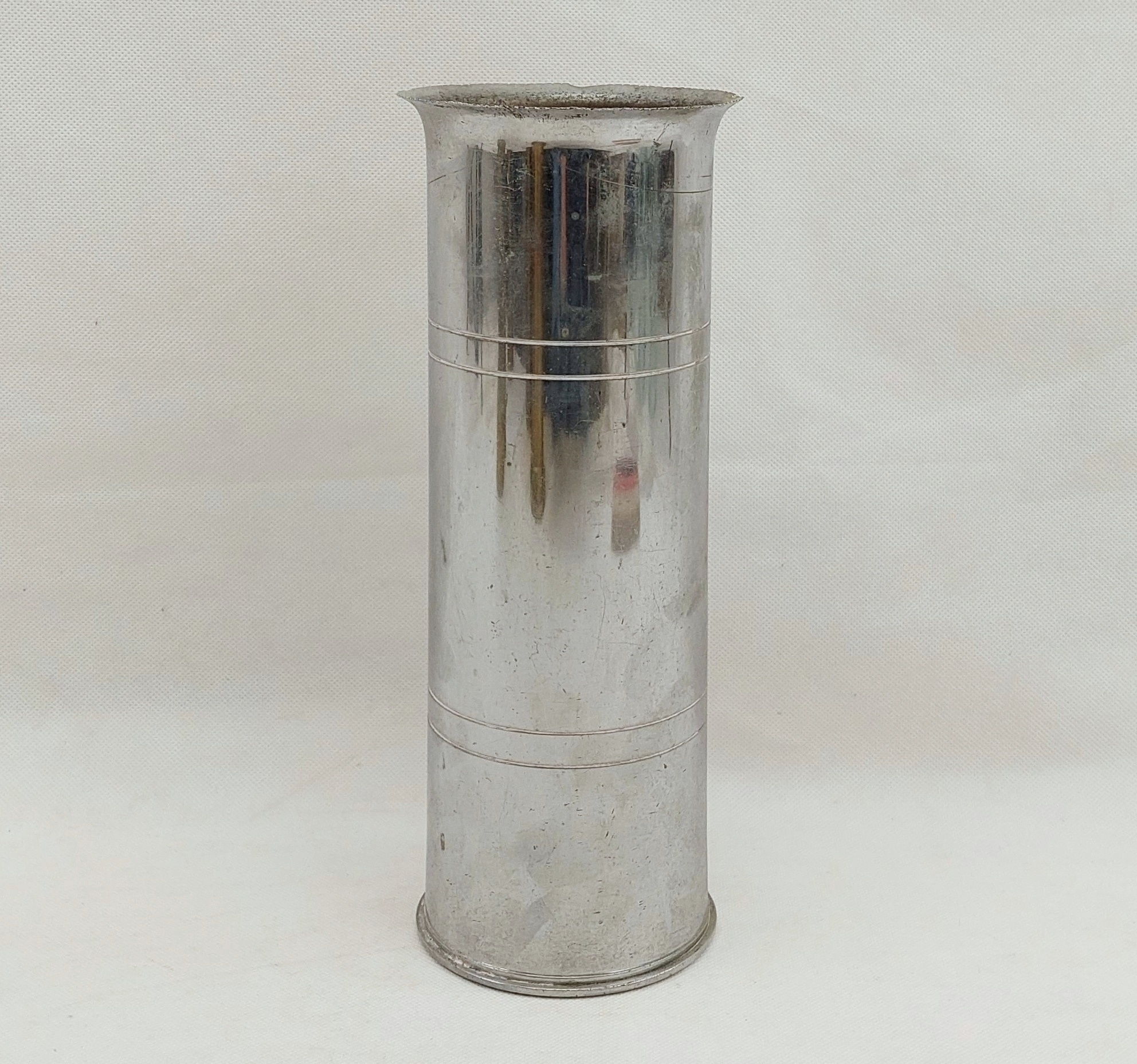 WW2 1942 Chromed 25 Pounder Trench Art Shell Case With Stripes*