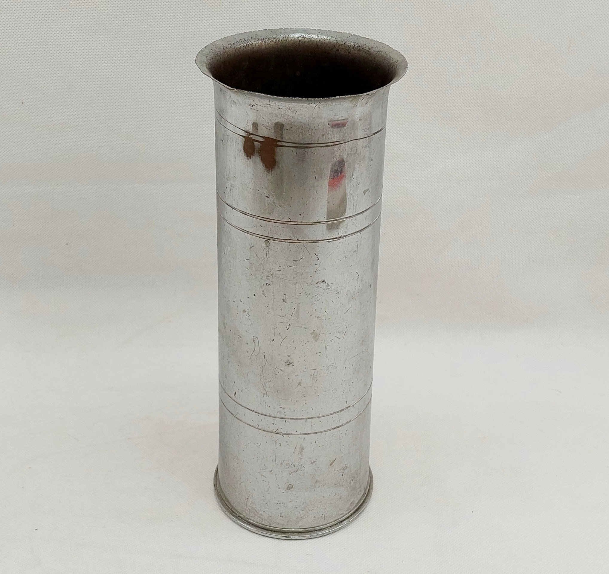 WW2 1942 Chromed 25 Pounder Trench Art Shell Case With Stripes* - Image 5
