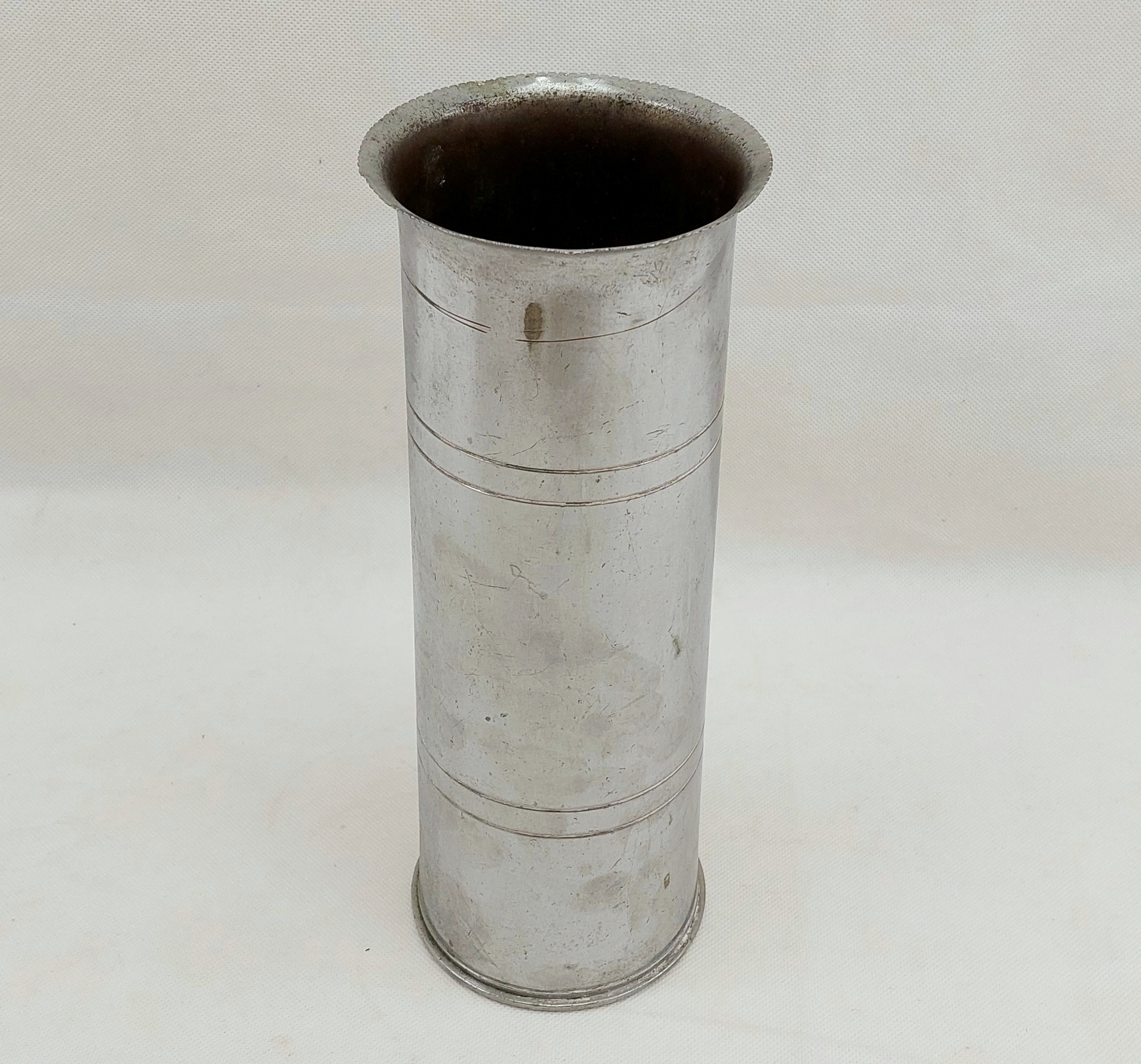 WW2 1942 Chromed 25 Pounder Trench Art Shell Case With Stripes* - Image 4