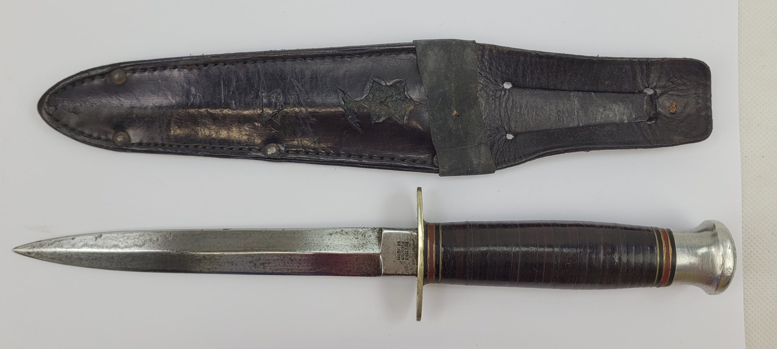 WW2 RAF Fairburn Sykes Type Fighting Stiletto Knife By William Rodgers With Scabbard With Star Of David - Image 9