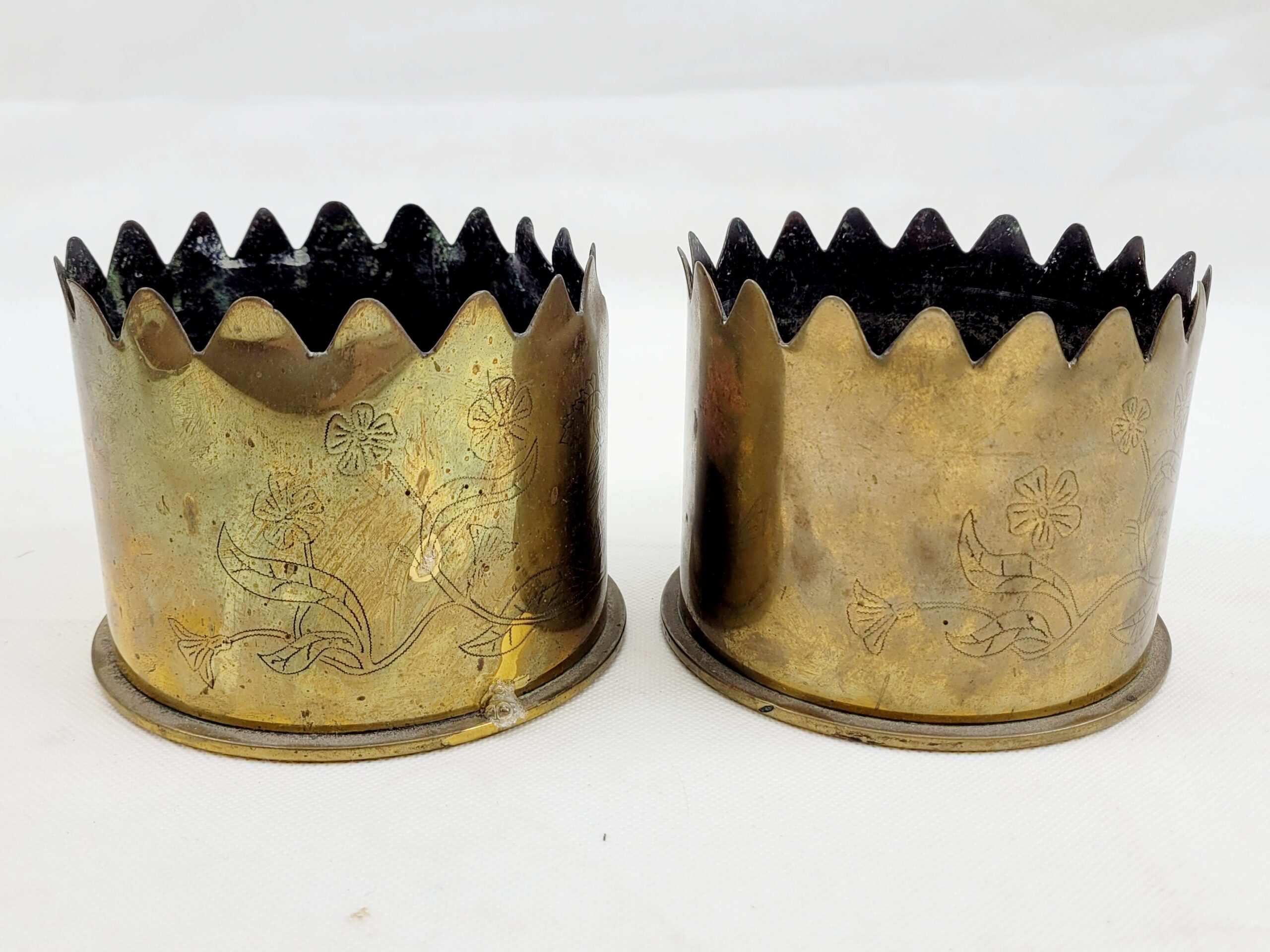 1915 And 1917 German Trench Art Shell Case Pair - Image 4