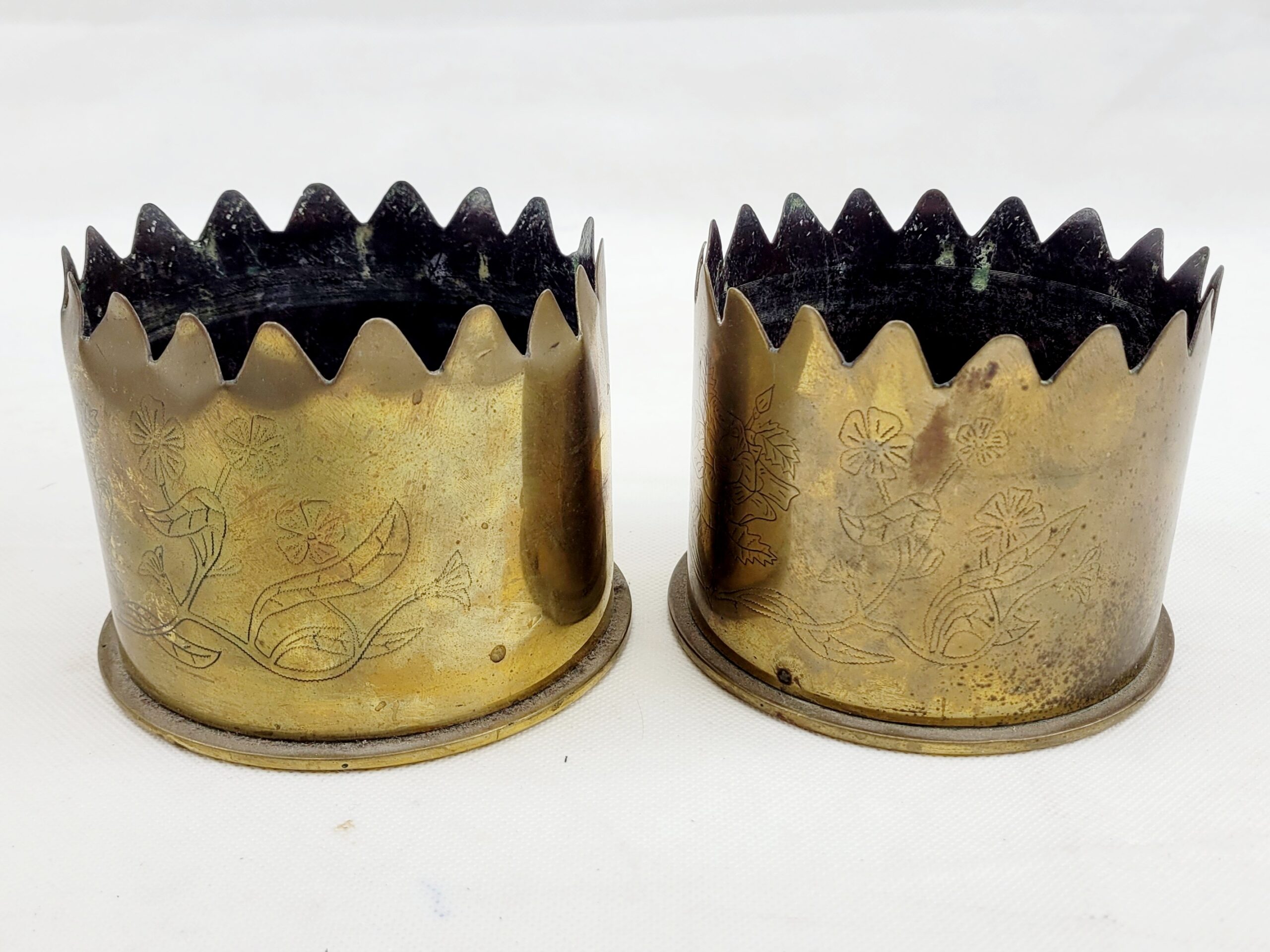 1915 And 1917 German Trench Art Shell Case Pair - Image 2