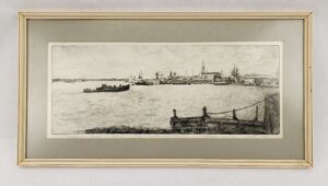 Framed Limited Edition Etching Of Portsmouth Harbour 1976 By Elliet*