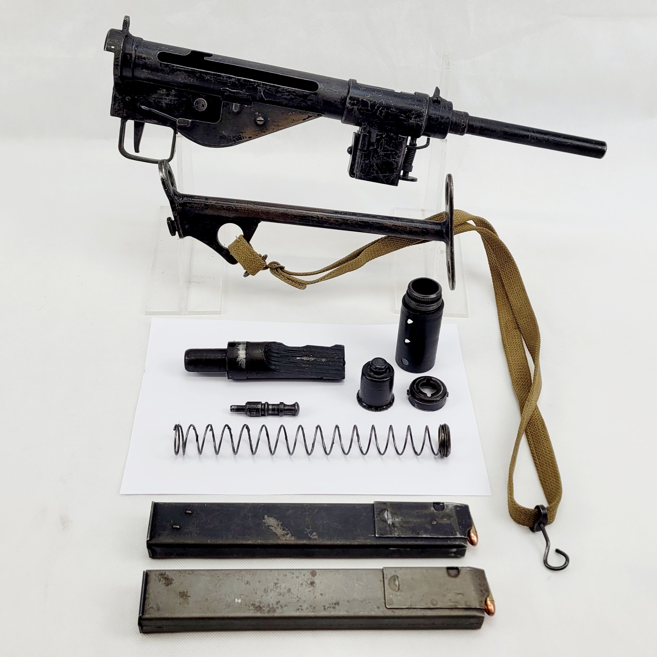 Fully Strippable WW2 British STEN MK2 SMG, Sling & Spare Magazine - Image 5
