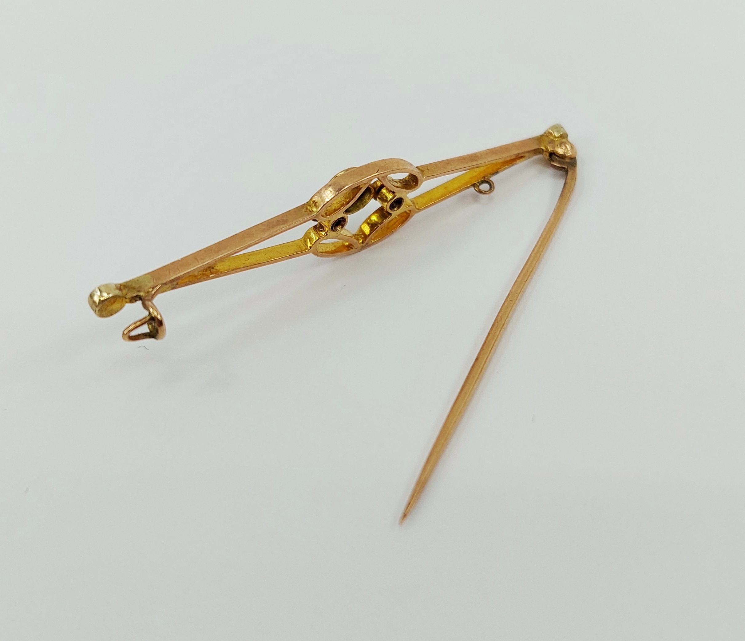 9ct Rose Gold Peridot & Pearl Brooch - Image 6