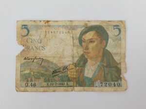 1943-1947 French 5 Francs Banknote