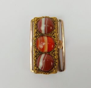 Victorian Gilt Brass Agate Buckle