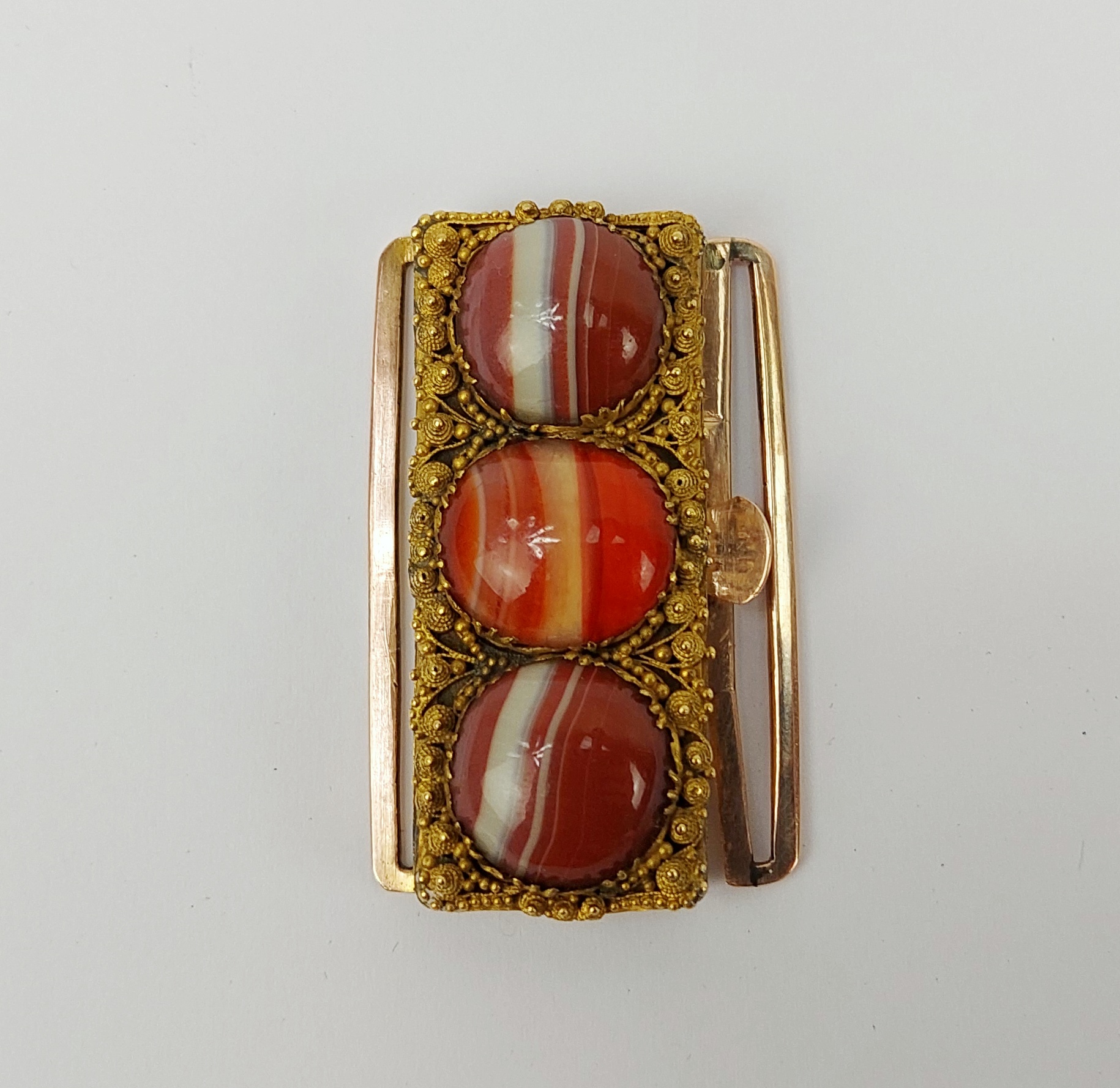 Victorian Gilt Brass Agate Buckle