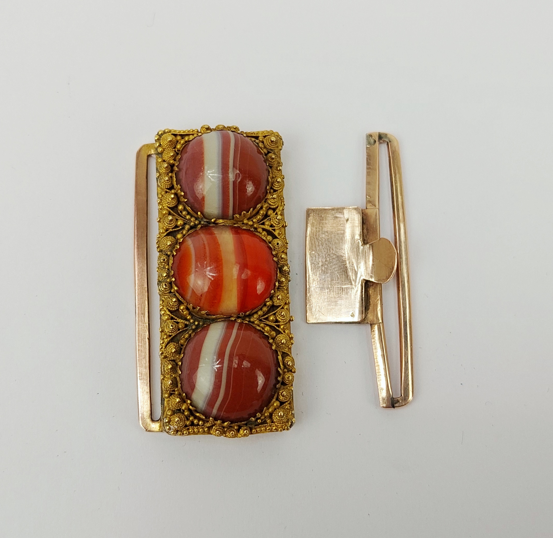 Victorian Gilt Brass Agate Buckle - Image 2