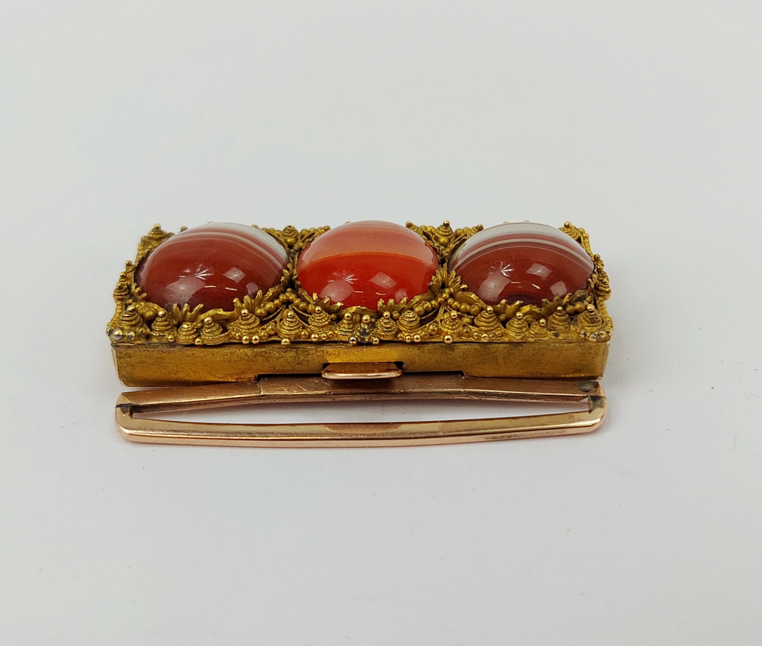 Victorian Gilt Brass Agate Buckle - Image 3