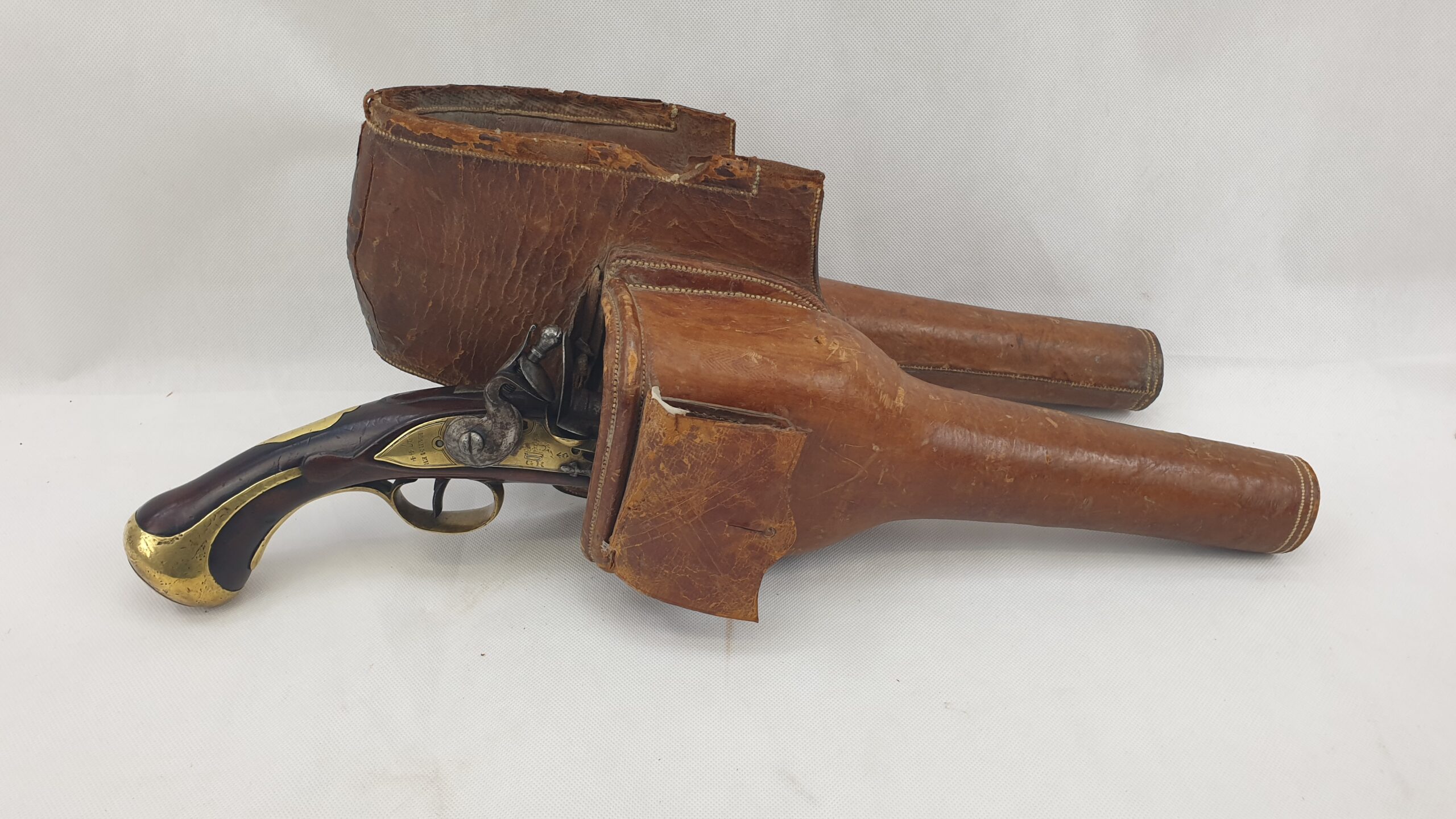 Rare Brass Version 1744 Land Dragoon Flintlock Pistol By Farmer With Holster - Image 22