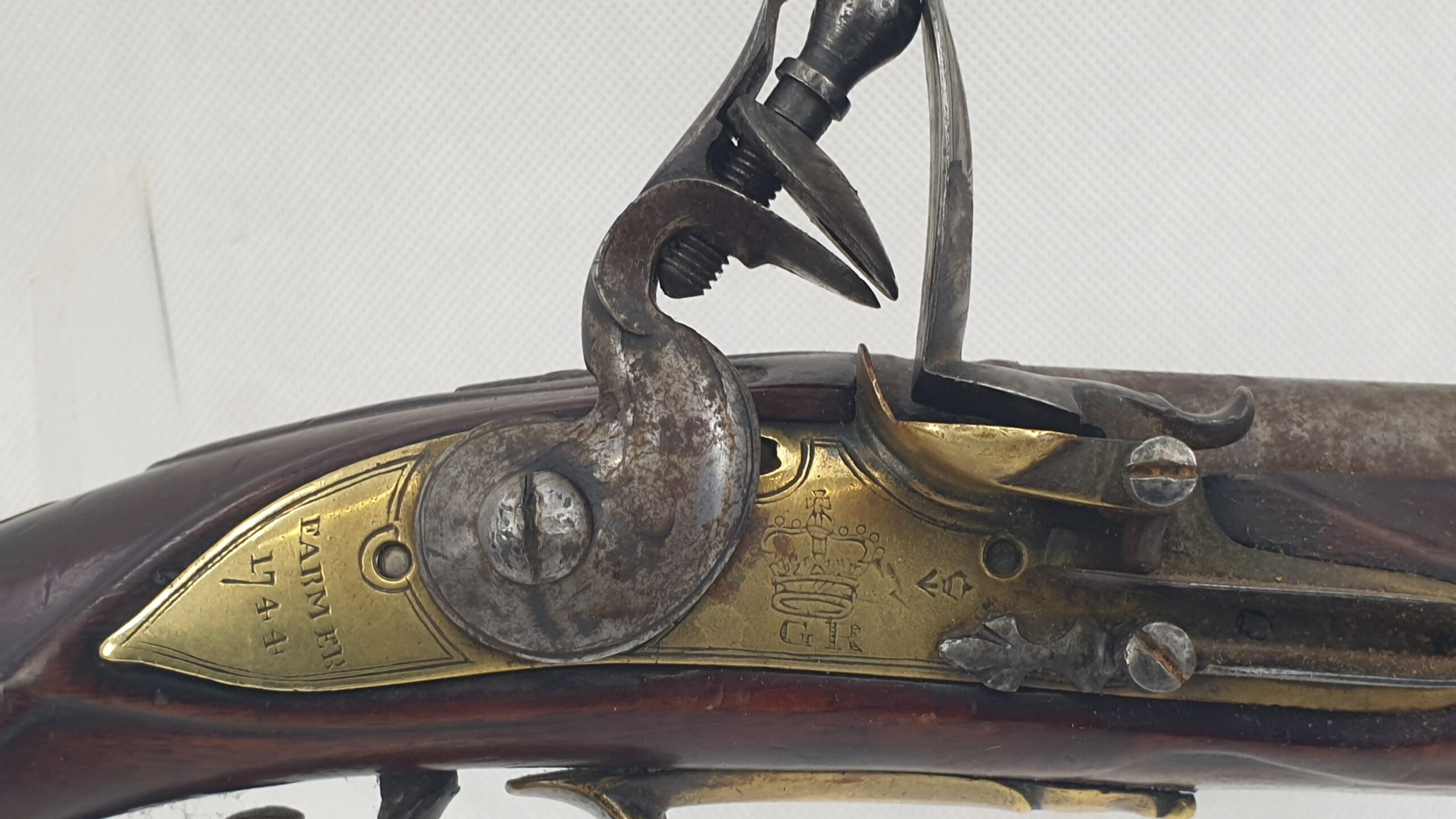 Rare Brass Version 1744 Land Dragoon Flintlock Pistol By Farmer With Holster - Image 11