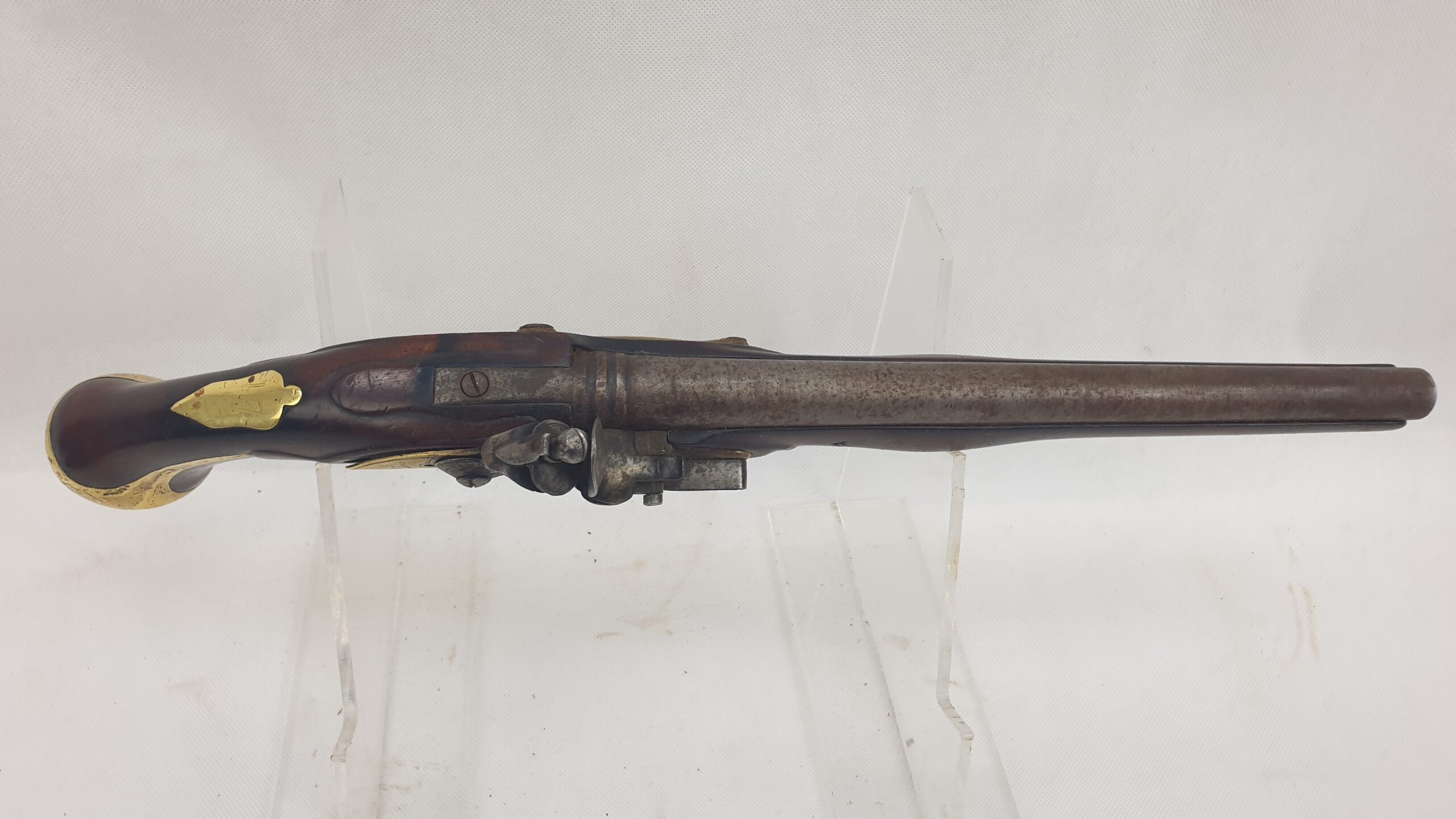 Rare Brass Version 1744 Land Dragoon Flintlock Pistol By Farmer With Holster - Image 10
