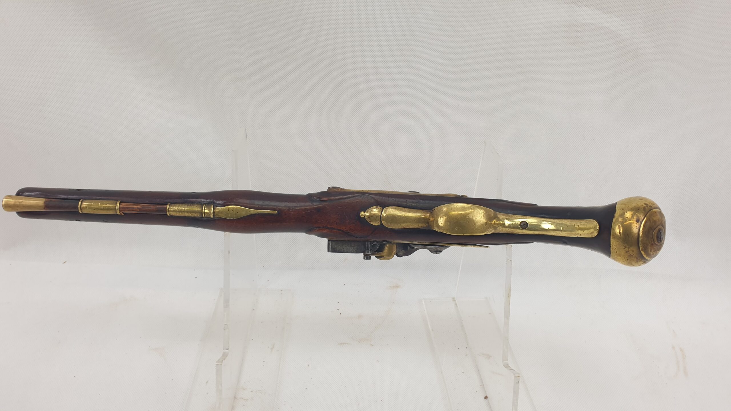 Rare Brass Version 1744 Land Dragoon Flintlock Pistol By Farmer With Holster - Image 7