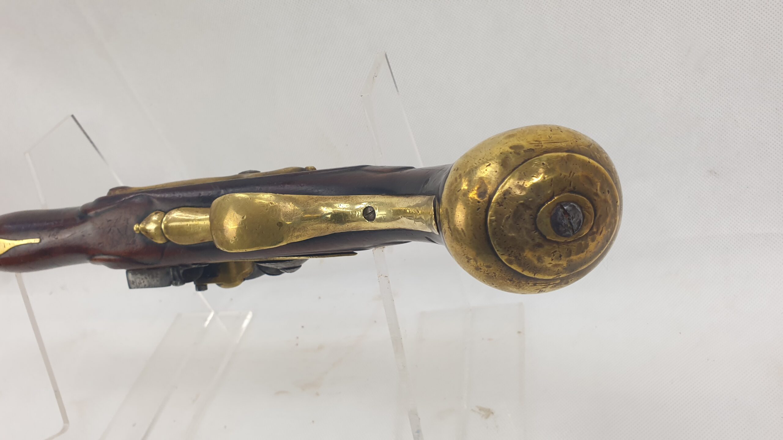 Rare Brass Version 1744 Land Dragoon Flintlock Pistol By Farmer With Holster - Image 6